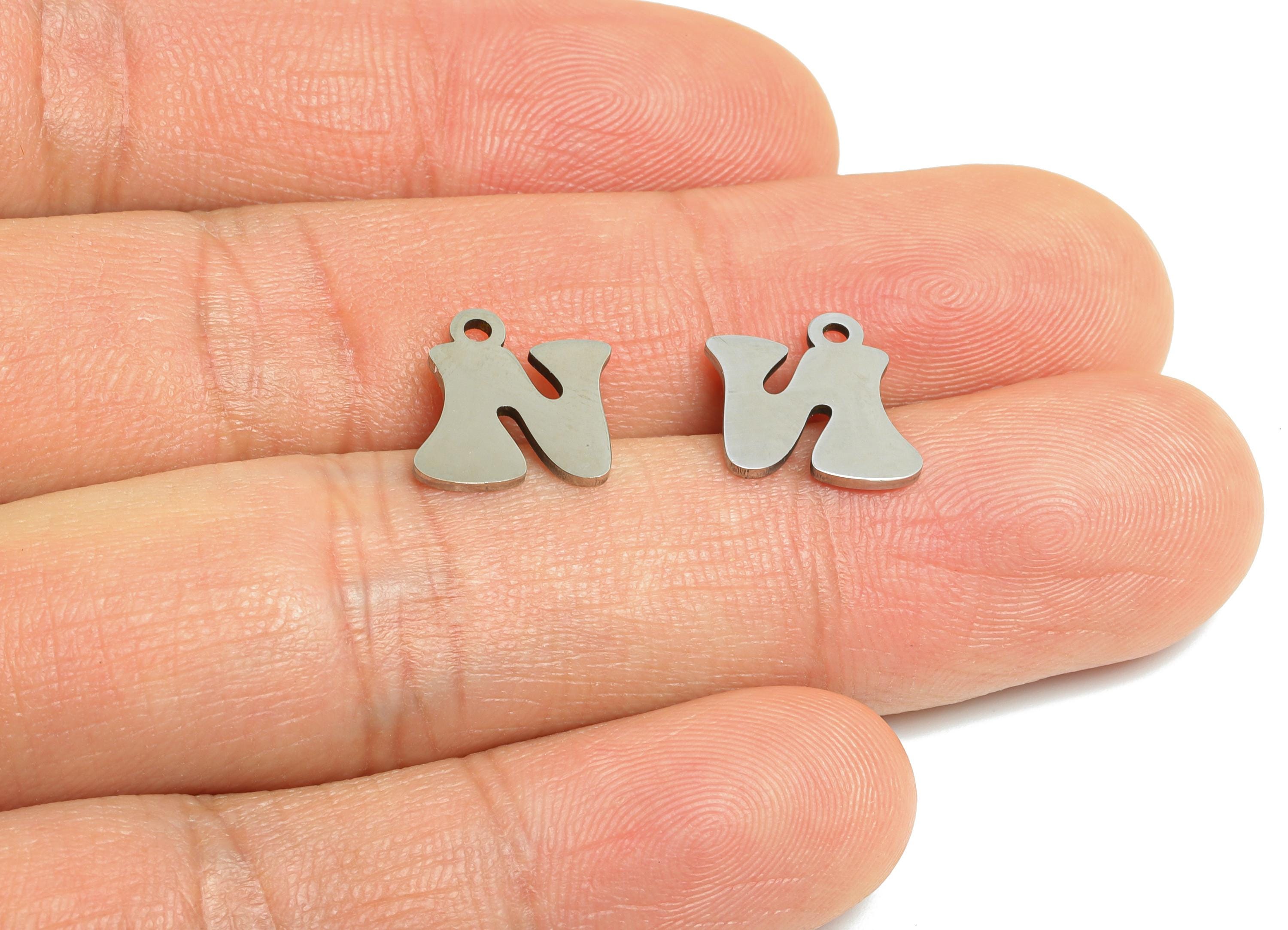 Steel Letter N Charms - Personalized Initial Pendant for Bracelet - Unique Name Jewelry - Stylish Statement DIY - 11.8x10.72x0.98mm - SS2396 - DOMEDBAZAAR