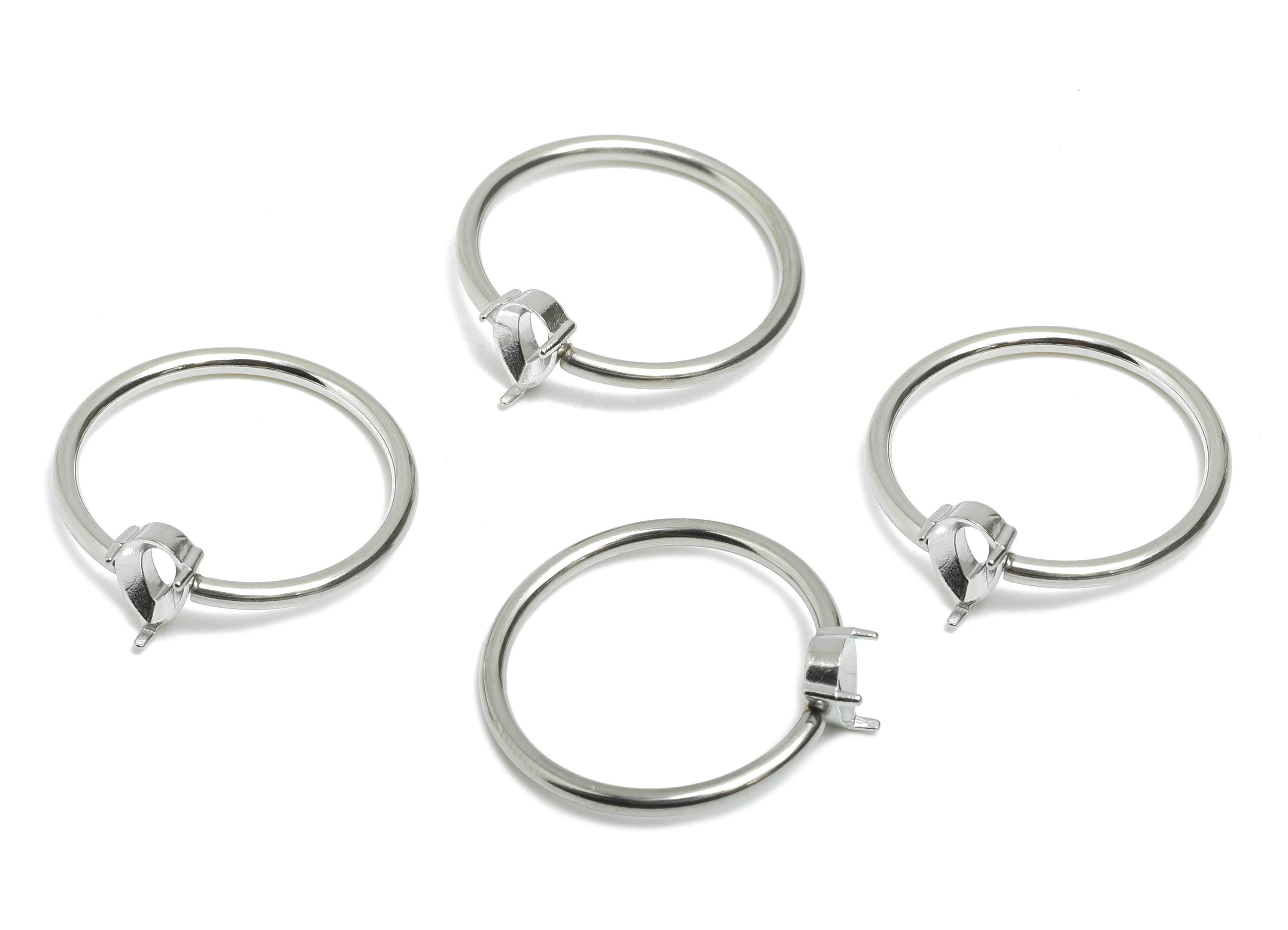 4x6mm Teardrop Setting Ring - Prong Ring Settings - Ring Inner Size #6/16.6mm - Gemstone Holder Cabochon Ring Base - 21x19x1.5mm - SS1551-6 - DOMEDBAZAAR