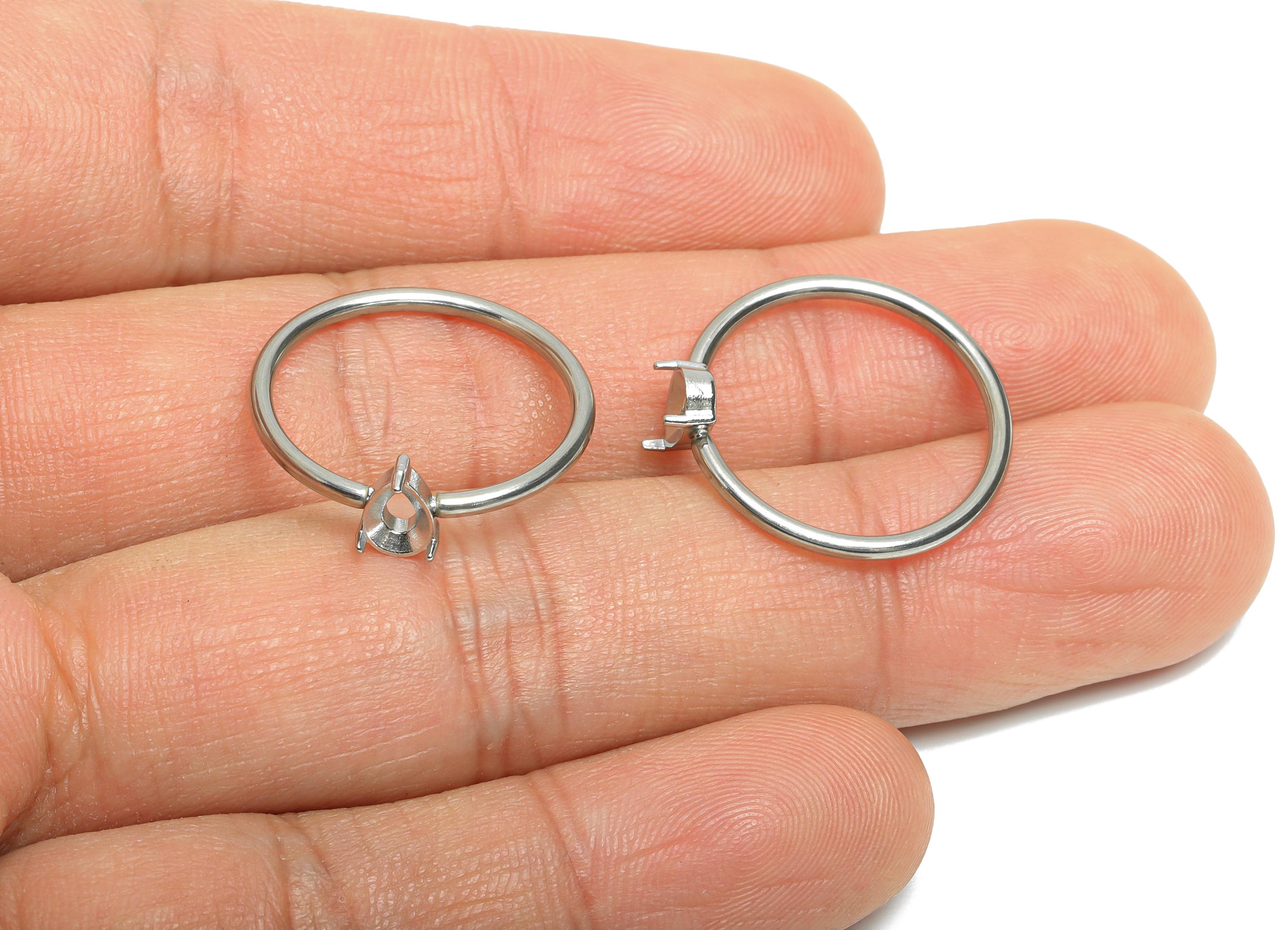 4x6mm Teardrop Setting Ring - Prong Ring Settings - Ring Inner Size #7/17.3mm - Gemstone Holder Cabochon Ring Base - 22x20x1.5mm - SS1551-7 - DOMEDBAZAAR