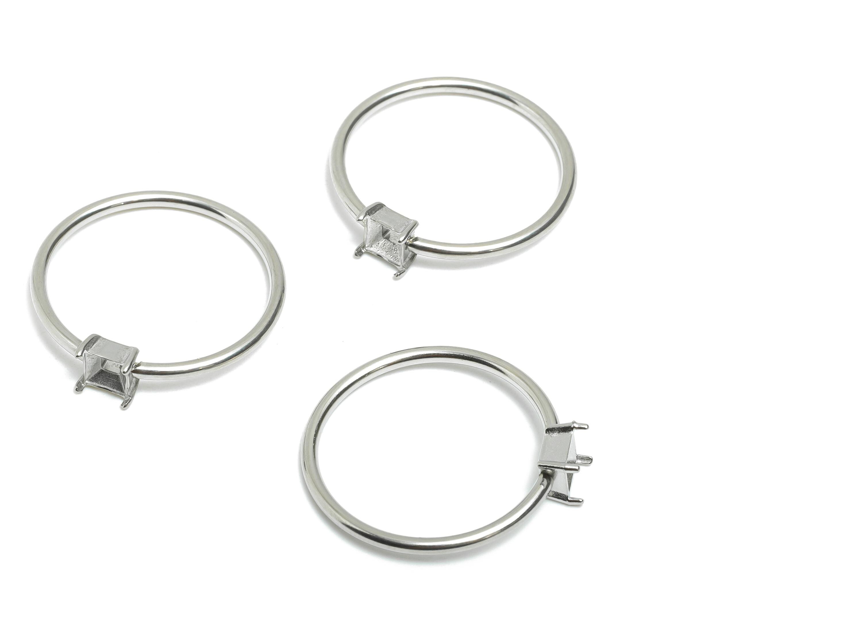 4x4mm Square Setting Ring - Prong Ring Settings - Ring Inner Size #9/18.9mm - Gemstone Holder Cabochon Ring Base - 23x22x1.5mm - SS1550-9 - DOMEDBAZAAR