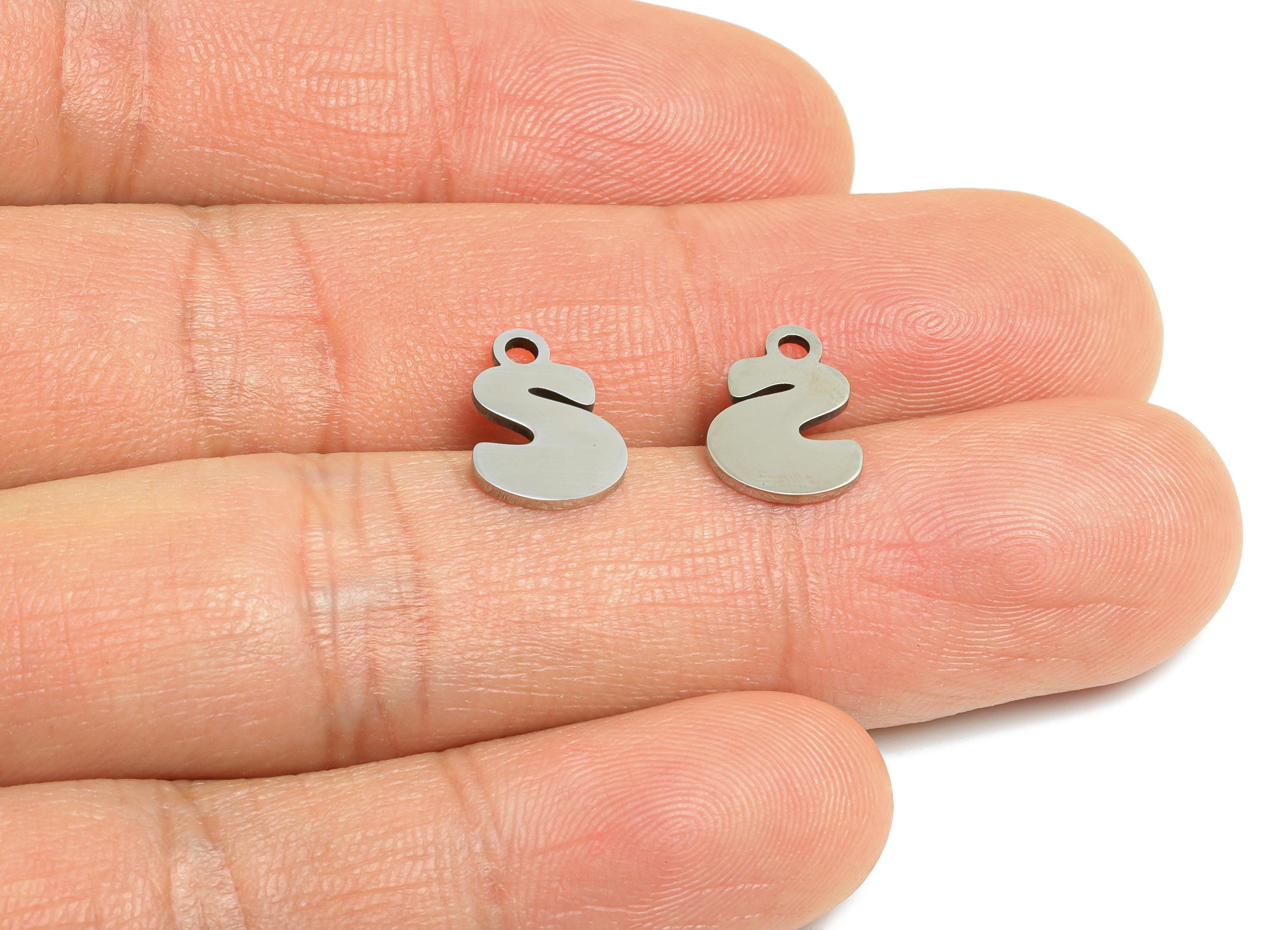 Steel Letter S Charms - Personalized Initial Pendant for Bracelet - Unique Name Jewelry - Stylish Statement DIY - 11.8x8.64x0.98mm - SS2401 - DOMEDBAZAAR