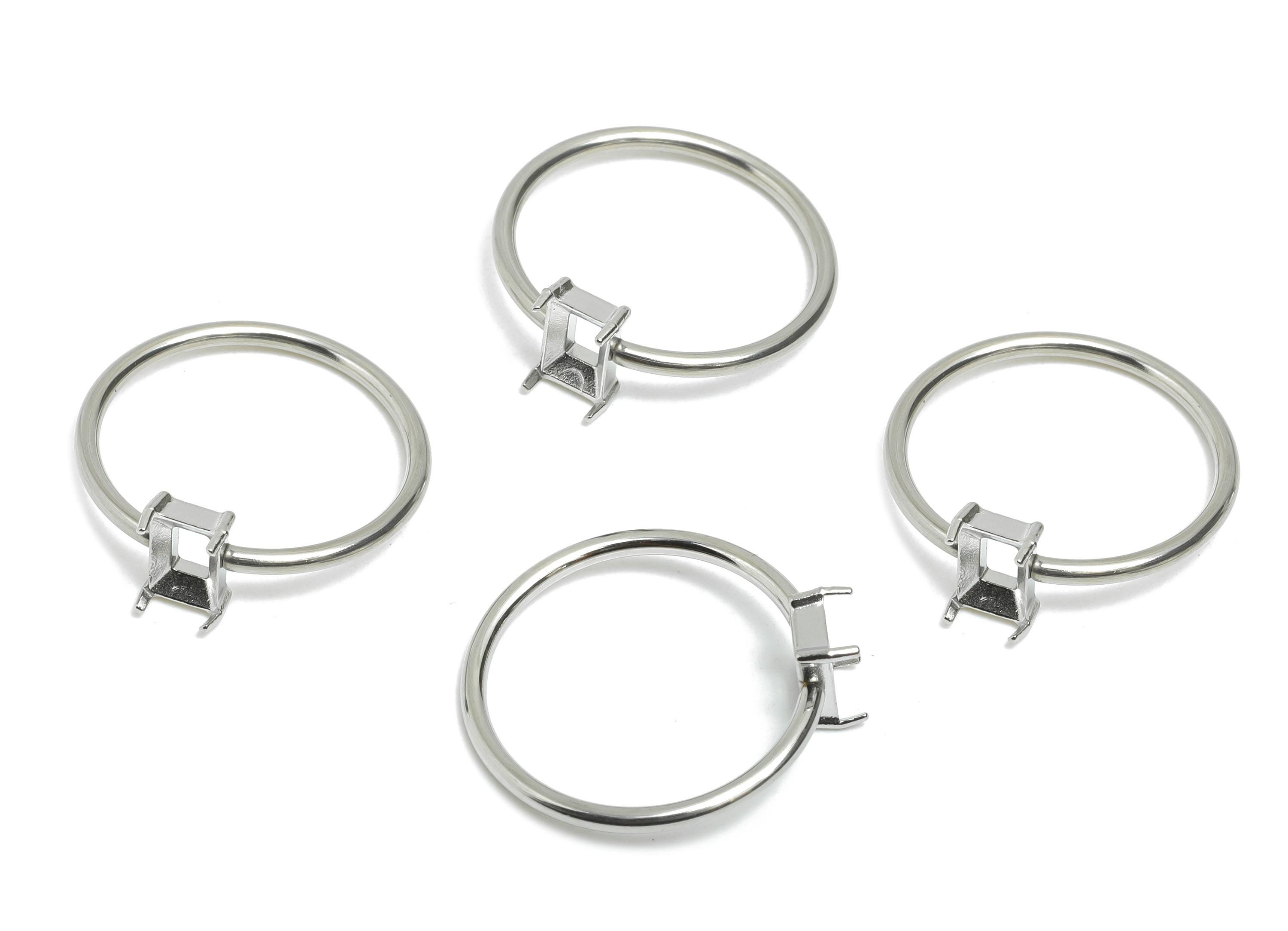 4x6mm Rectangle Setting Ring - Prong Ring Settings - Ring Inner Size #7/17.3mm - Gemstone Holder Cabochon Ring Base - 22x20x1.5mm - SS1549-7 - DOMEDBAZAAR