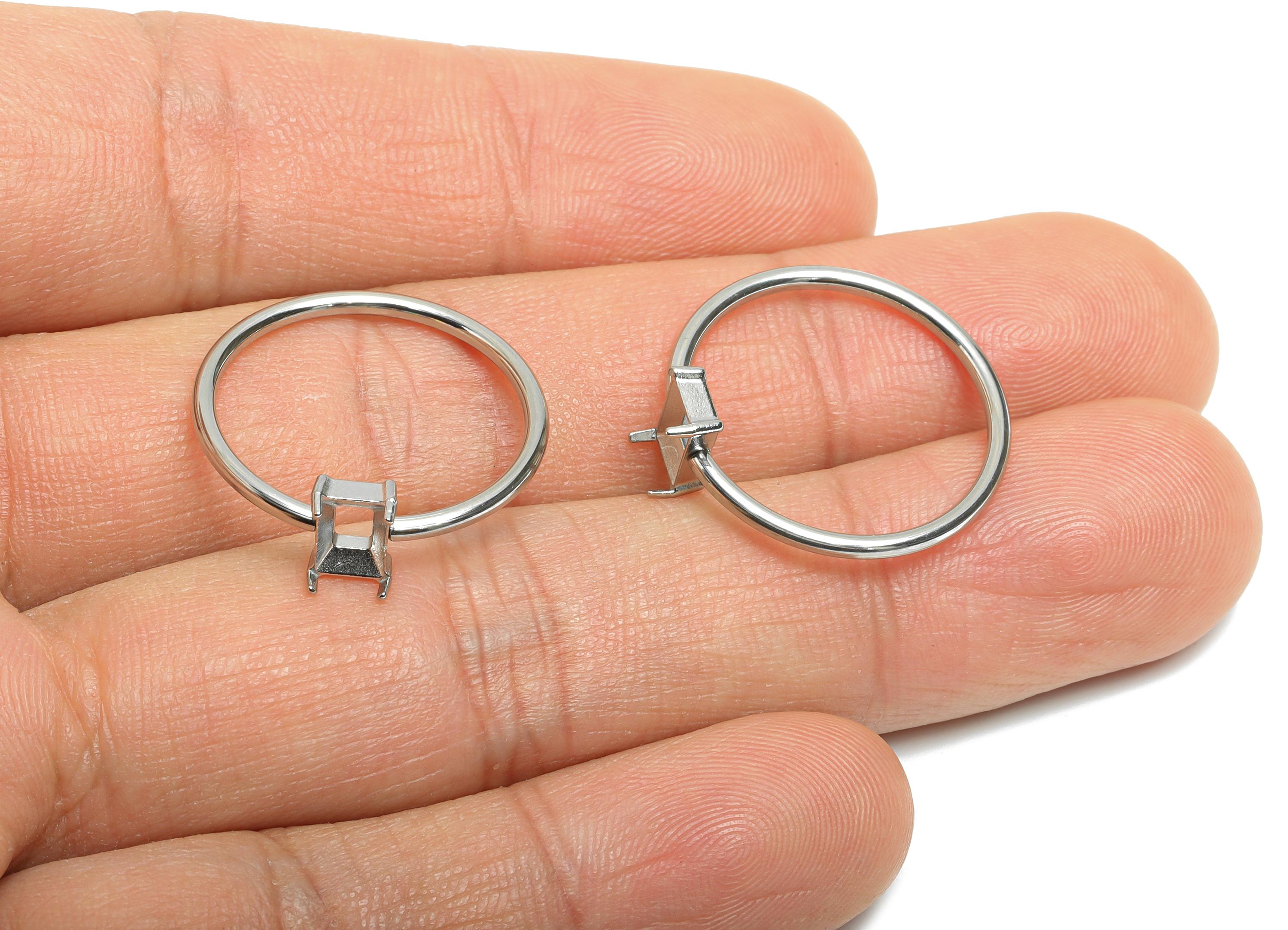 4x6mm Rectangle Setting Ring - Prong Ring Settings - Ring Inner Size #8/18.1mm - Gemstone Holder Cabochon Ring Base - 23x21x1.5mm - SS1549-8 - DOMEDBAZAAR