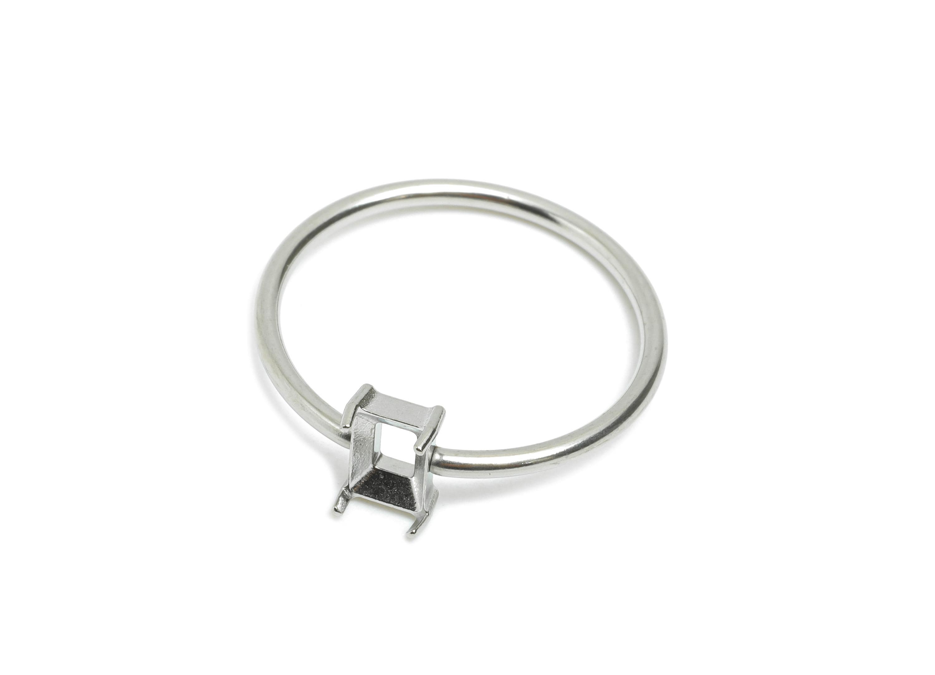 4x6mm Rectangle Setting Ring - Prong Ring Settings - Ring Inner Size #9/18.9mm - Gemstone Holder Cabochon Ring Base - 24x22x1.5mm - SS1549-9 - DOMEDBAZAAR
