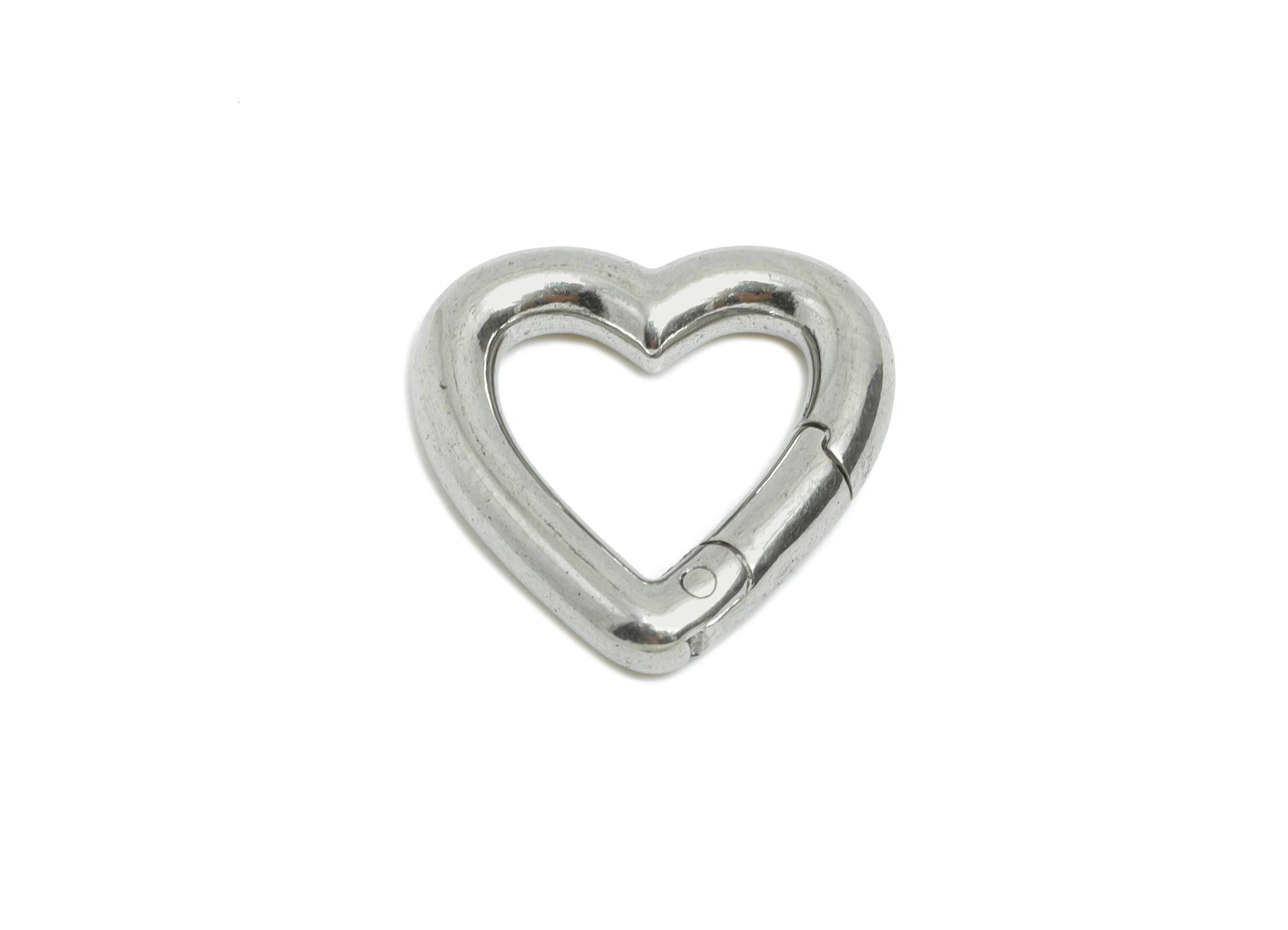 2.5*14mm Steel Heart Key Chain Clip - Heart Clasp For Key Ring Accessory - Lobster Clasp Alternative - Heart Connector - 14x14x2mm - SS1543 - DOMEDBAZAAR