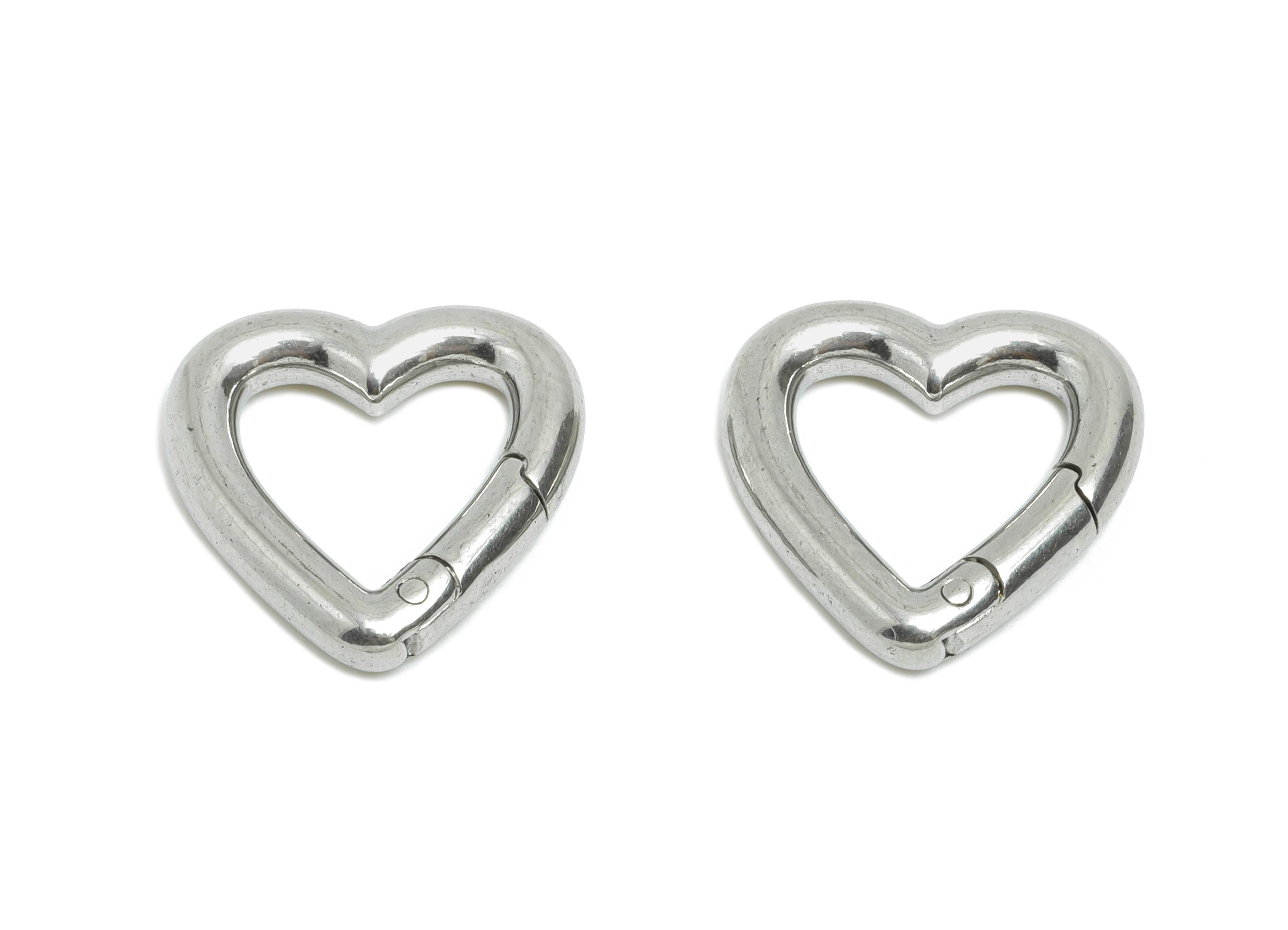 2.5*14mm Steel Heart Key Chain Clip - Heart Clasp For Key Ring Accessory - Lobster Clasp Alternative - Heart Connector - 14x14x2mm - SS1543 - DOMEDBAZAAR