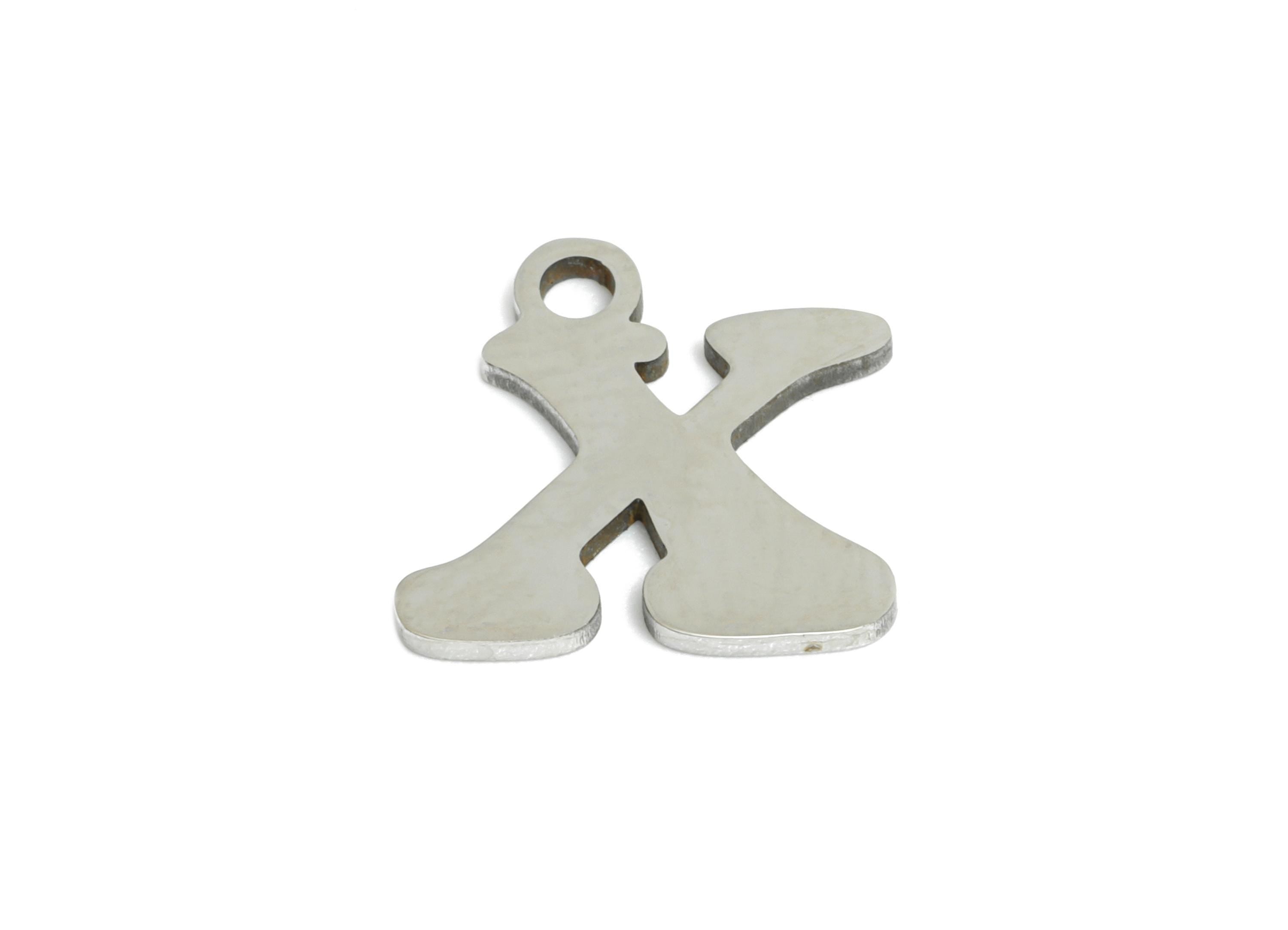 Steel Letter X Charm - Personalized Initial Pendant for Bracelet - Unique Name Jewelry - Stylish Statement DIY - 12.14x12x0.98mm - SS2406 - DOMEDBAZAAR