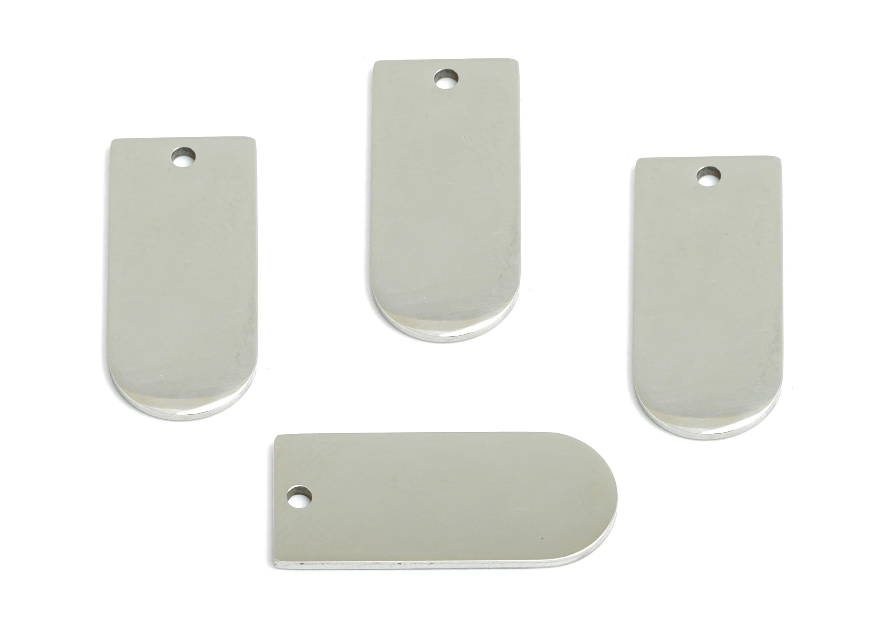 Steel Rounded Rectangle Charm - Modern Domed Pendant for DIY Crafts - Smooth Metal Rectangle for Necklaces Pendant - 20x8.86x0.98mm - SS2265 - DOMEDBAZAAR