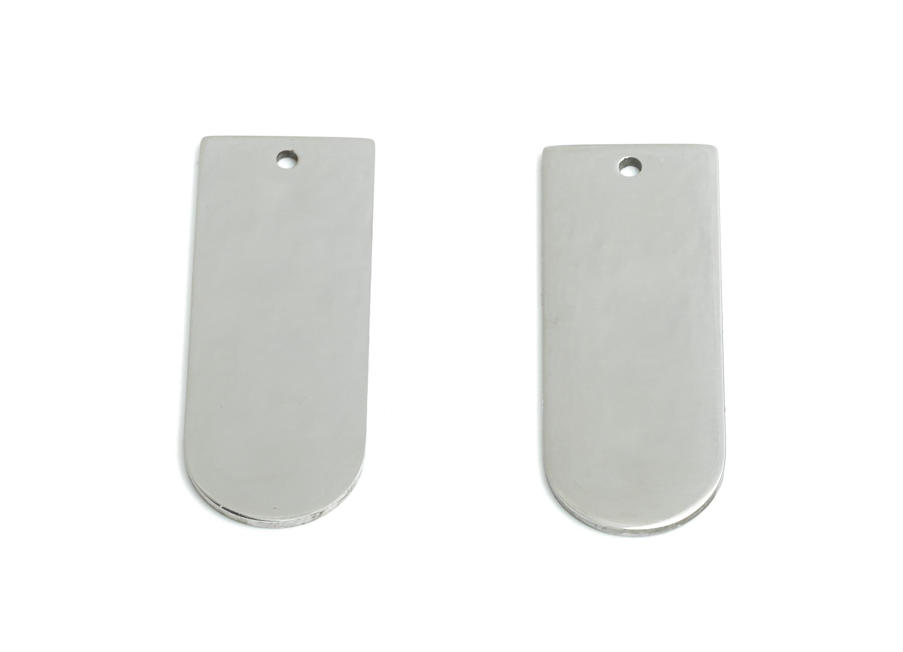 Steel Rectangle Charm - Modern Long Domed Pendant for DIY Crafts - Smooth Metal Rectangle for Necklaces Pendant - 26.8x10.48x0.98mm - SS2319 - DOMEDBAZAAR