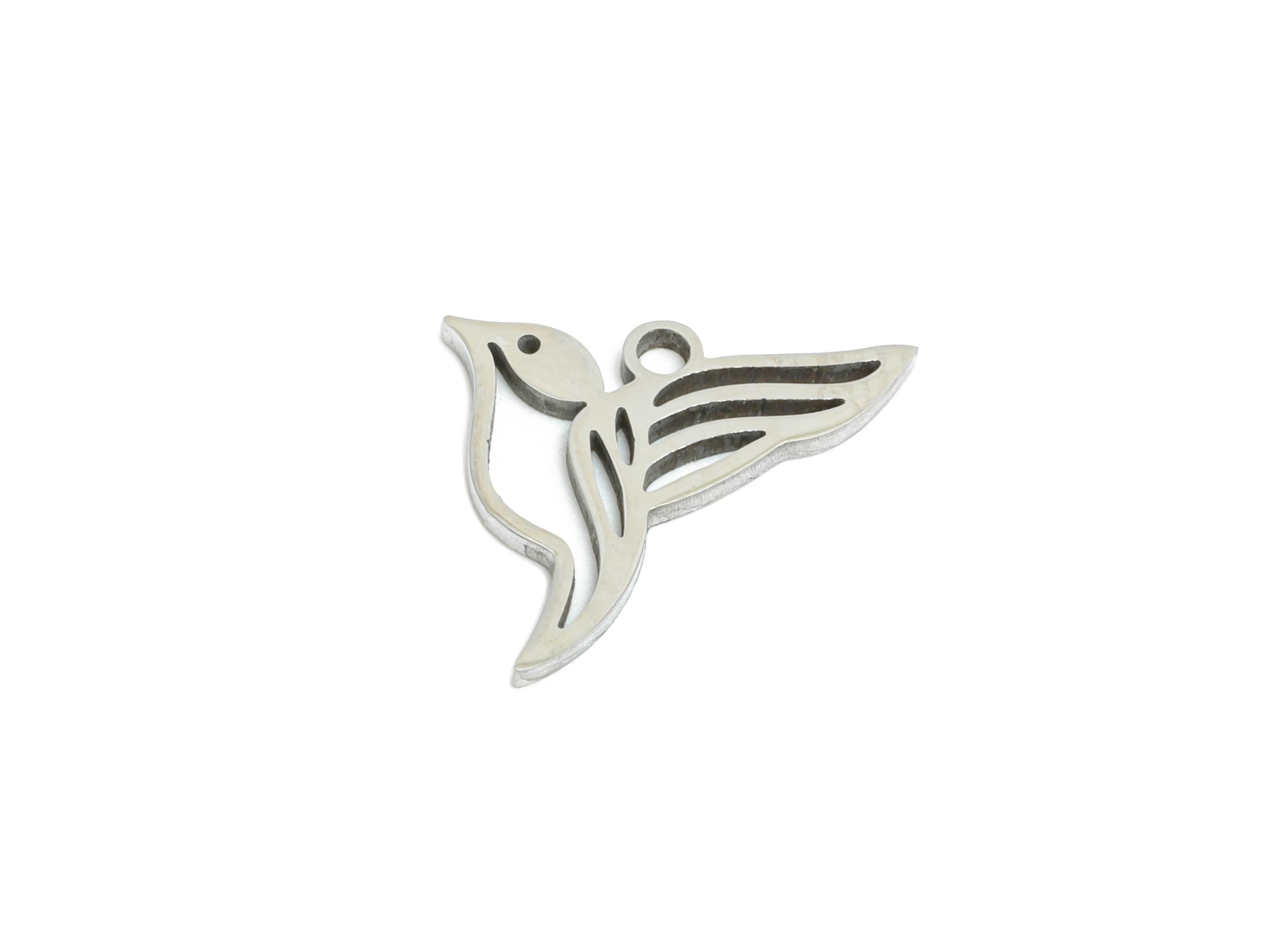 Steel Birds Charms - Elegant Animal Charm for Bracelet - Laser Cut Nature Theme Jewelry - Jewelry Making Supplies - 12x9.43x0.98mm - SS2365 - DOMEDBAZAAR