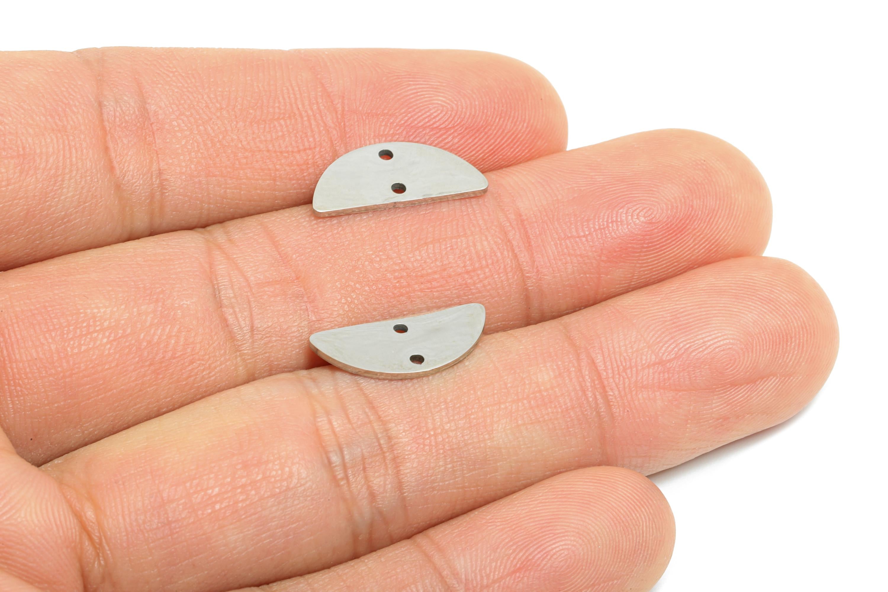 Steel Semicircle Connector - Modern Half Moon Geometric Pendant - Laser Cut Industrial Jewelry - Steel Charms - 16.9x7.4x0.98mm - SS2261 - DOMEDBAZAAR