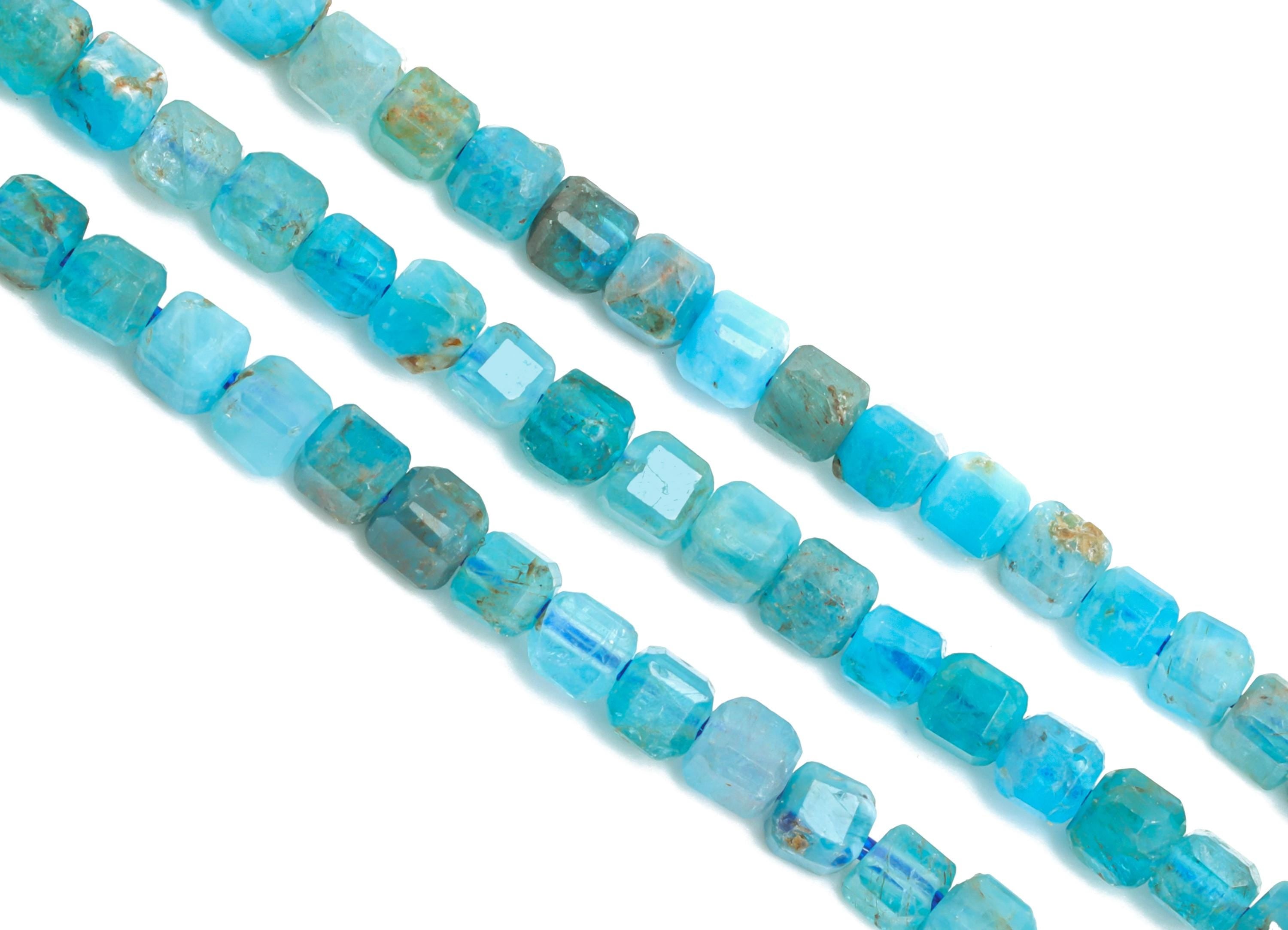 2mm Blue Apatite Natural Stone Bead - Faceted Cube Blue Bead 15.5inch/Strand - Gemstone Craft - DIY Beading Supplies - NS2514