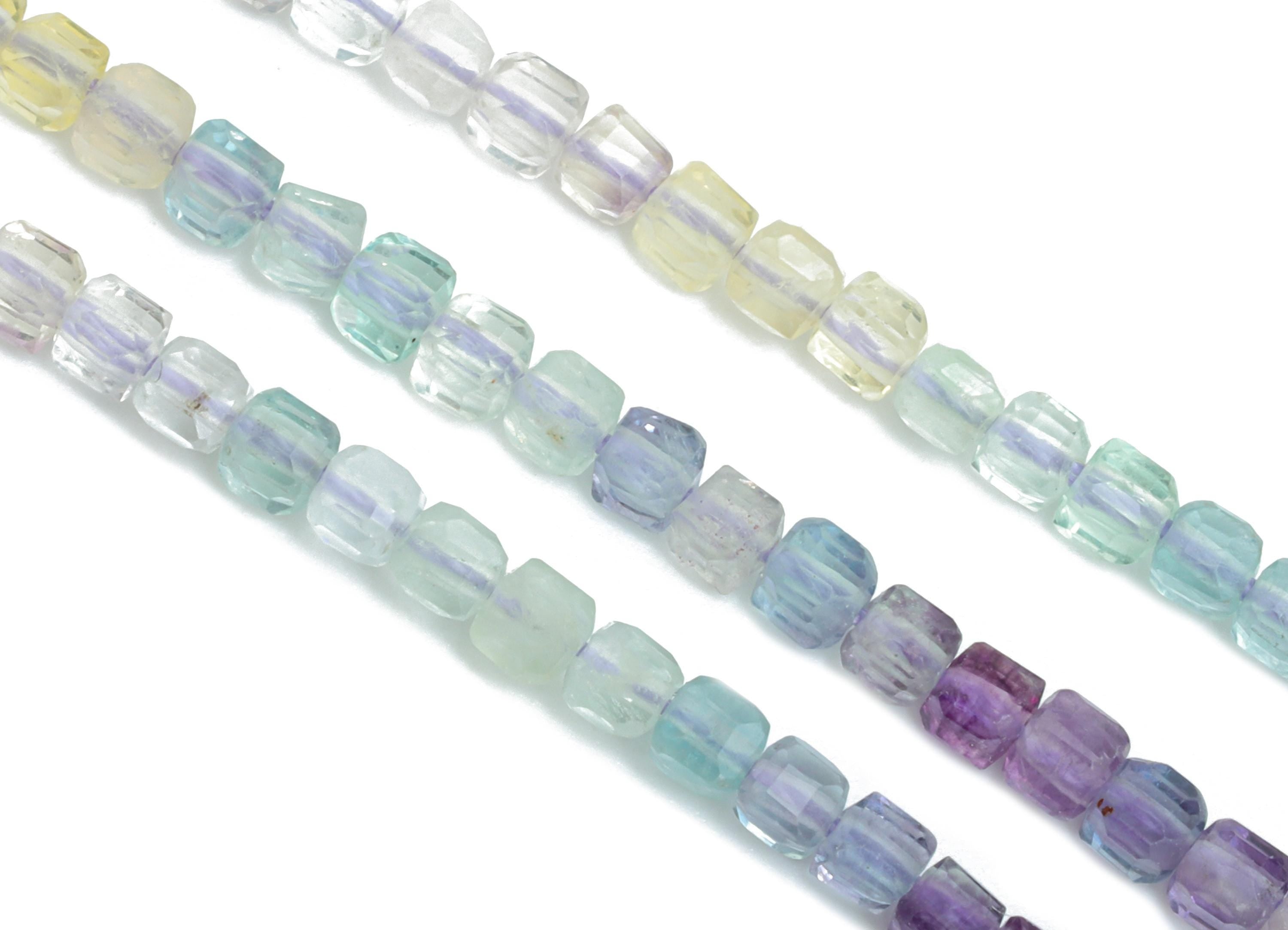 2x2mm Fluorite Natural Stone Bead - Cube Fluorite Bead 15.5inch/Strand - Gemstone DIY Beading Supplies - Elegant Cube Cut Beads - NS2518
