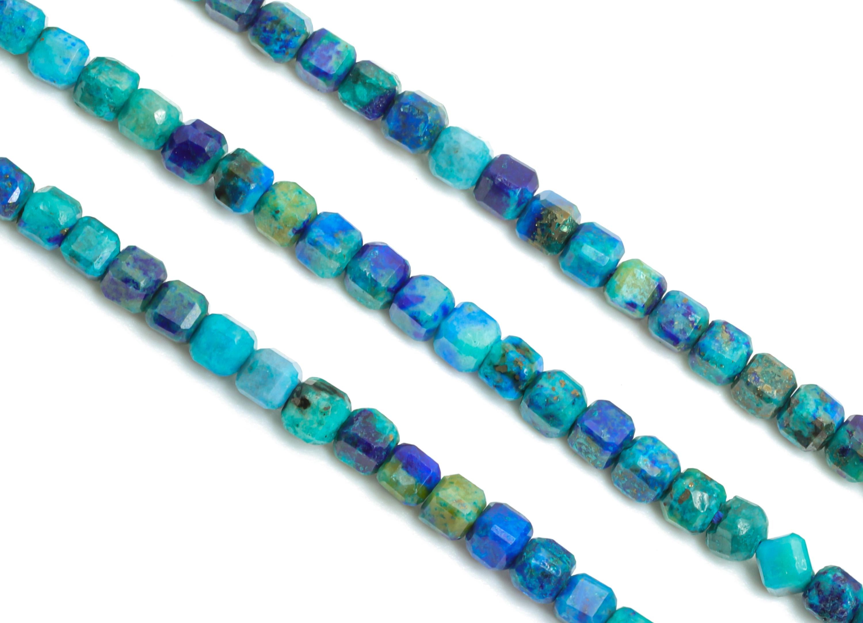 2x2mm Azurite Natural Stone Beads - Faceted Cube Azurite 15.5 inch /Strand - Crafting Gemstone Beads - Beads Craft Making - NS2483