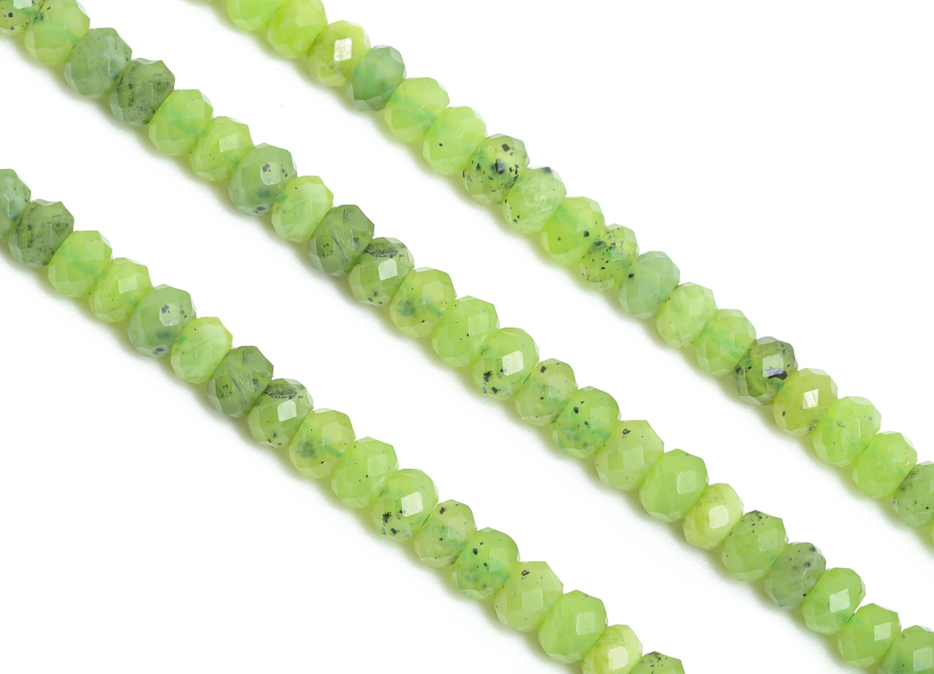 2x3mm Canadian Jade Natural Stone Bead - Faceted Rondella Canadian Jade 15.5 inch /Strand - Crafting Gemstone Beads - Elegant Bead - NS2442