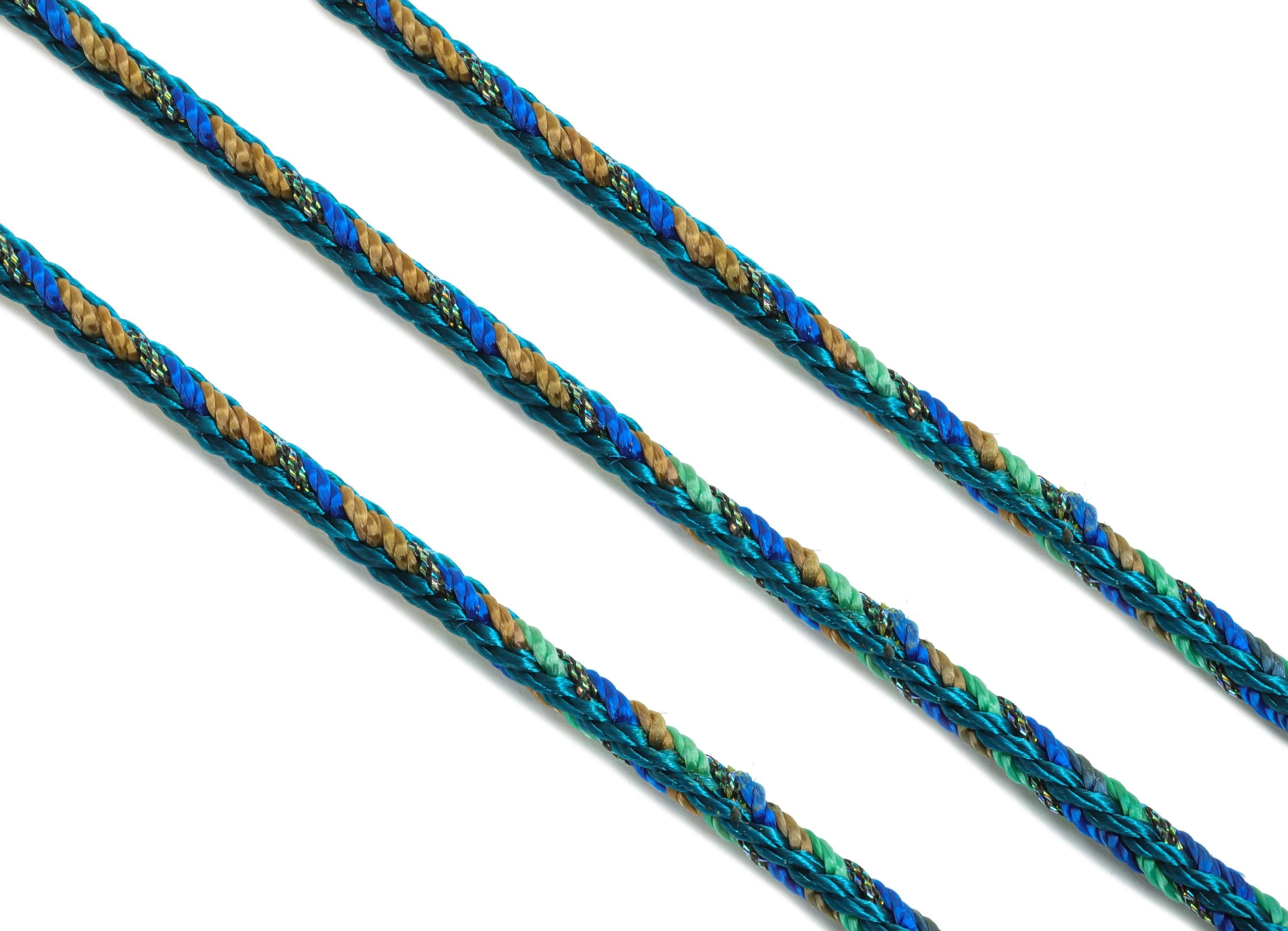 2mm Nylon Braided Cord - 3 Color 8 Strand Rope - 10m/Roll - Polyamid Beading String - Colorful Crafting Cord - Jewelry Accessories - HM1062A - DOMEDBAZAAR