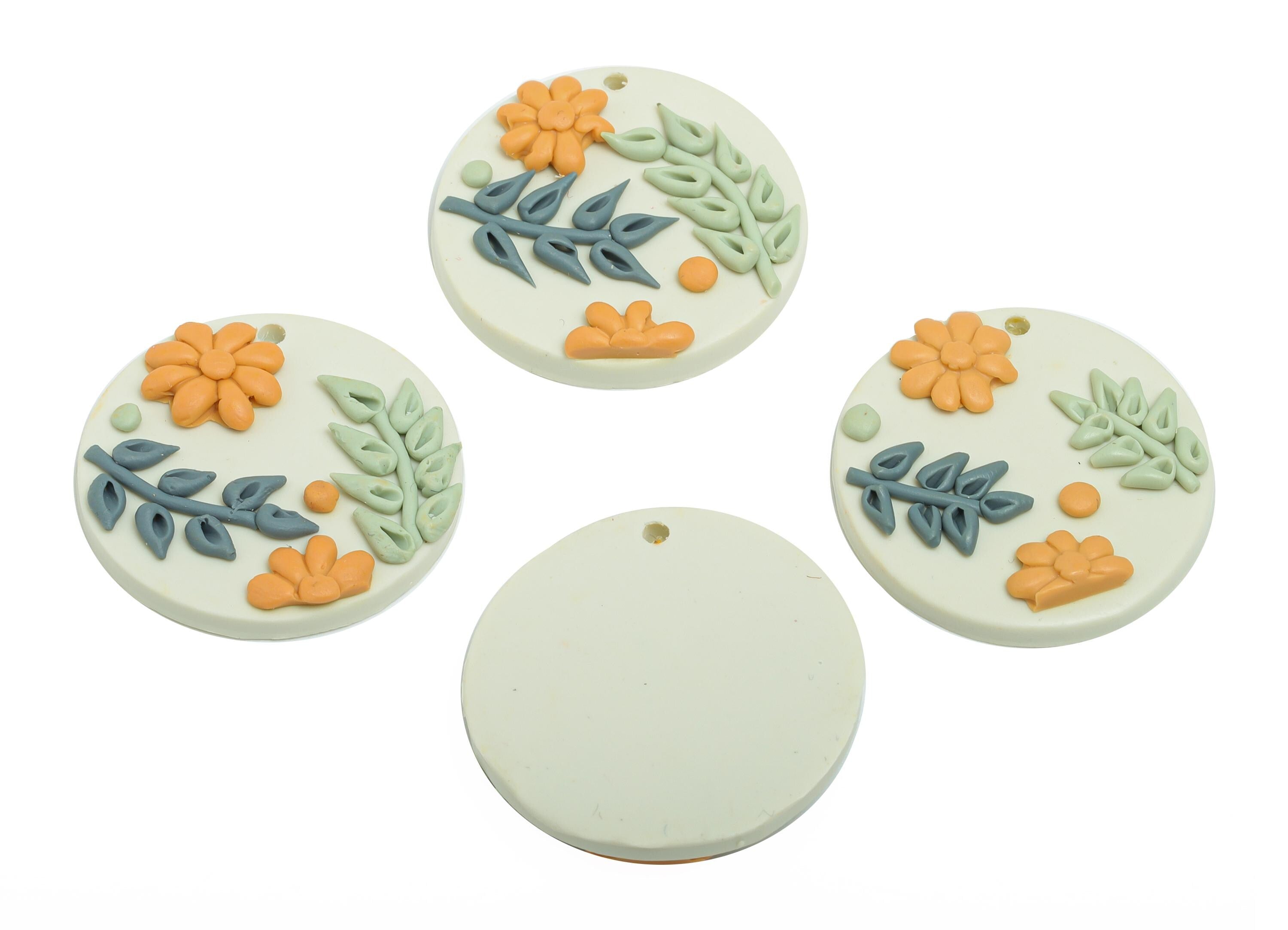 Polymer Clay Flower Earring Charms - Artisan 3D Flower Charm - Handmade Craft Embellishment - DIY Craft Jewelry - 32x24x9.65mm - PC2347