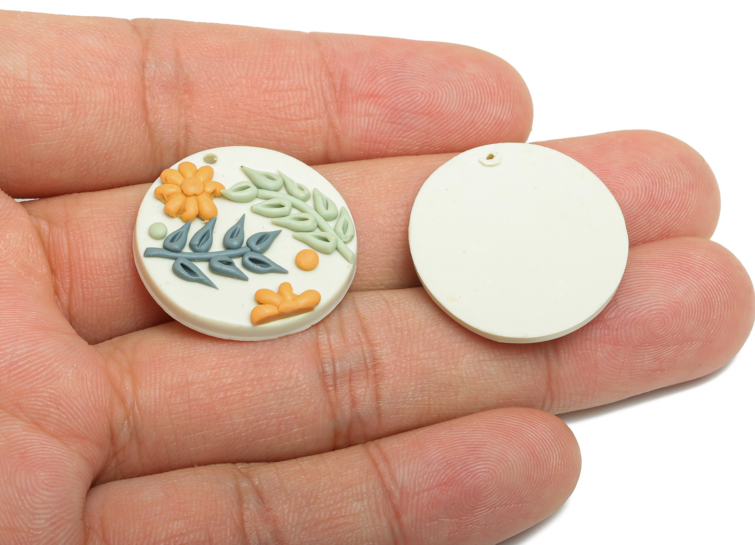 Polymer Clay Flower Earring Charms - Artisan 3D Flower Charm - Handmade Craft Embellishment - DIY Craft Jewelry - 32x24x9.65mm - PC2347