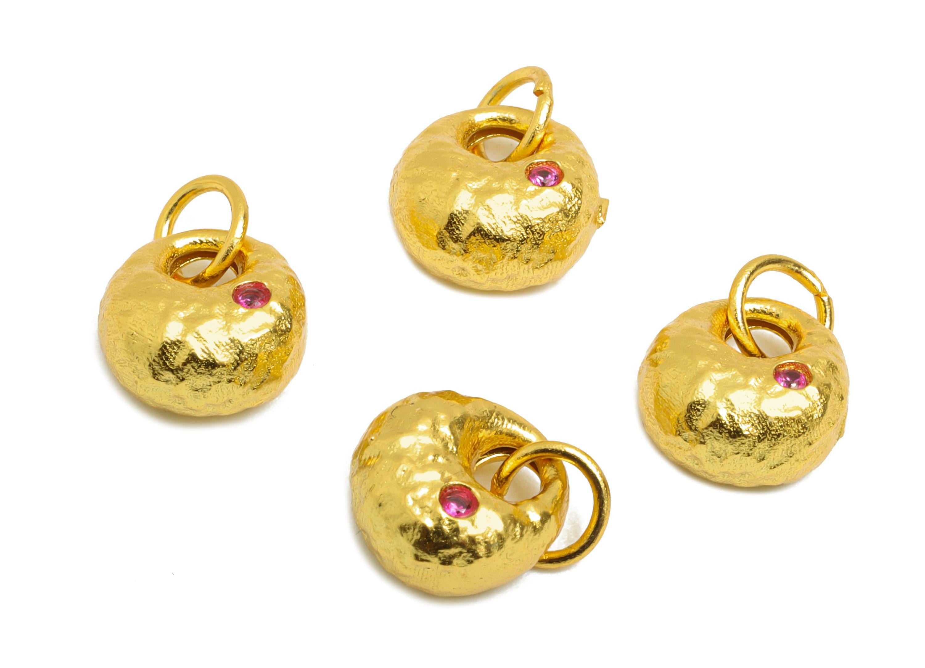 Brass CZ Fortune Bag Charm - Zircon Charm for Jewelry Making - Mini Money Bag Charm Pendant - 24K Real Gold Plated - 8x8x5mm - RGP10979 - DOMEDBAZAAR