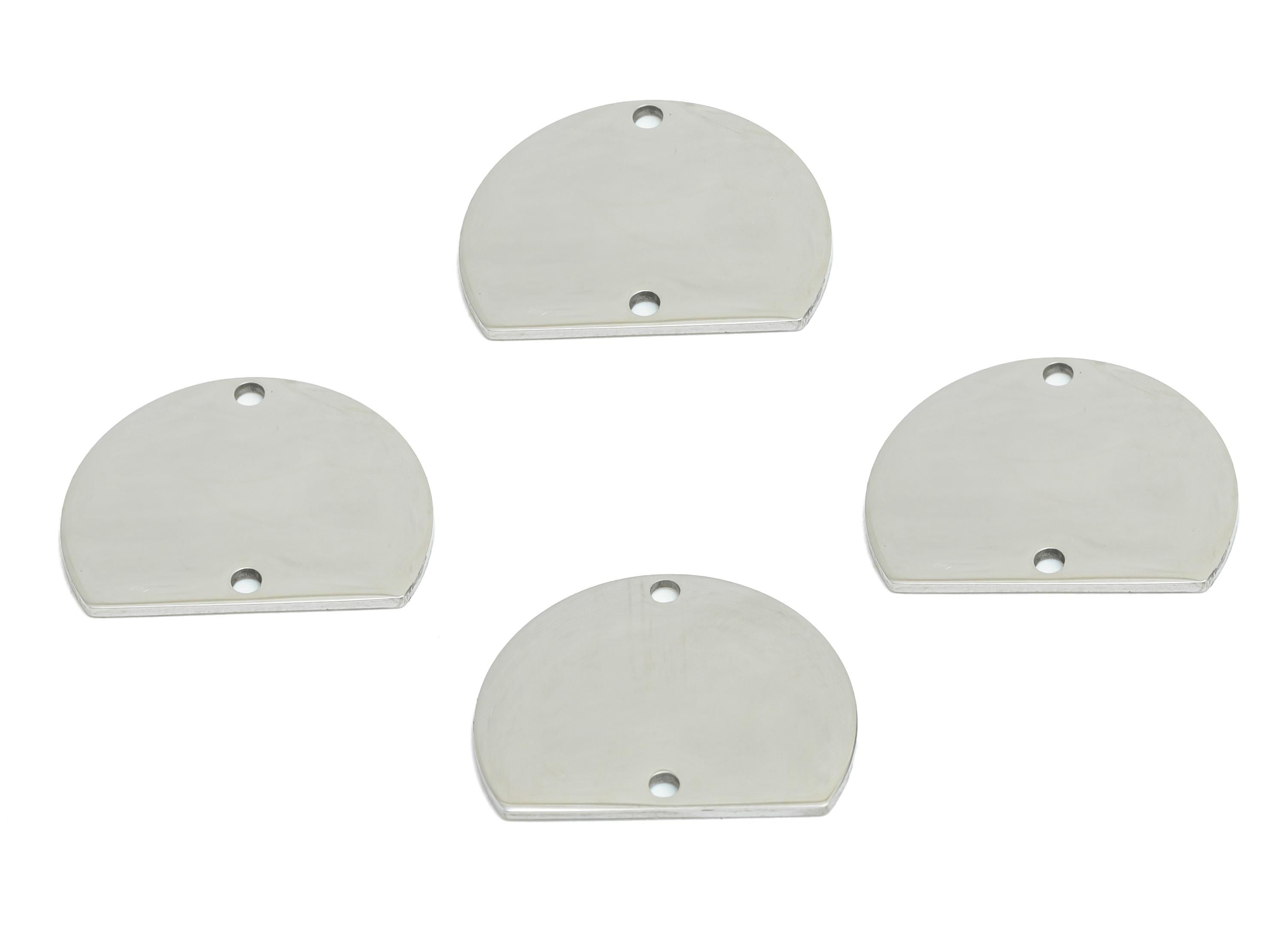 Steel Half Round Connector - Modern Semicircle Geometric Pendant - Laser Cut Metal Jewelry - Handmade DIY Making - 18.6x14.5x0.98mm - SS2343 - DOMEDBAZAAR