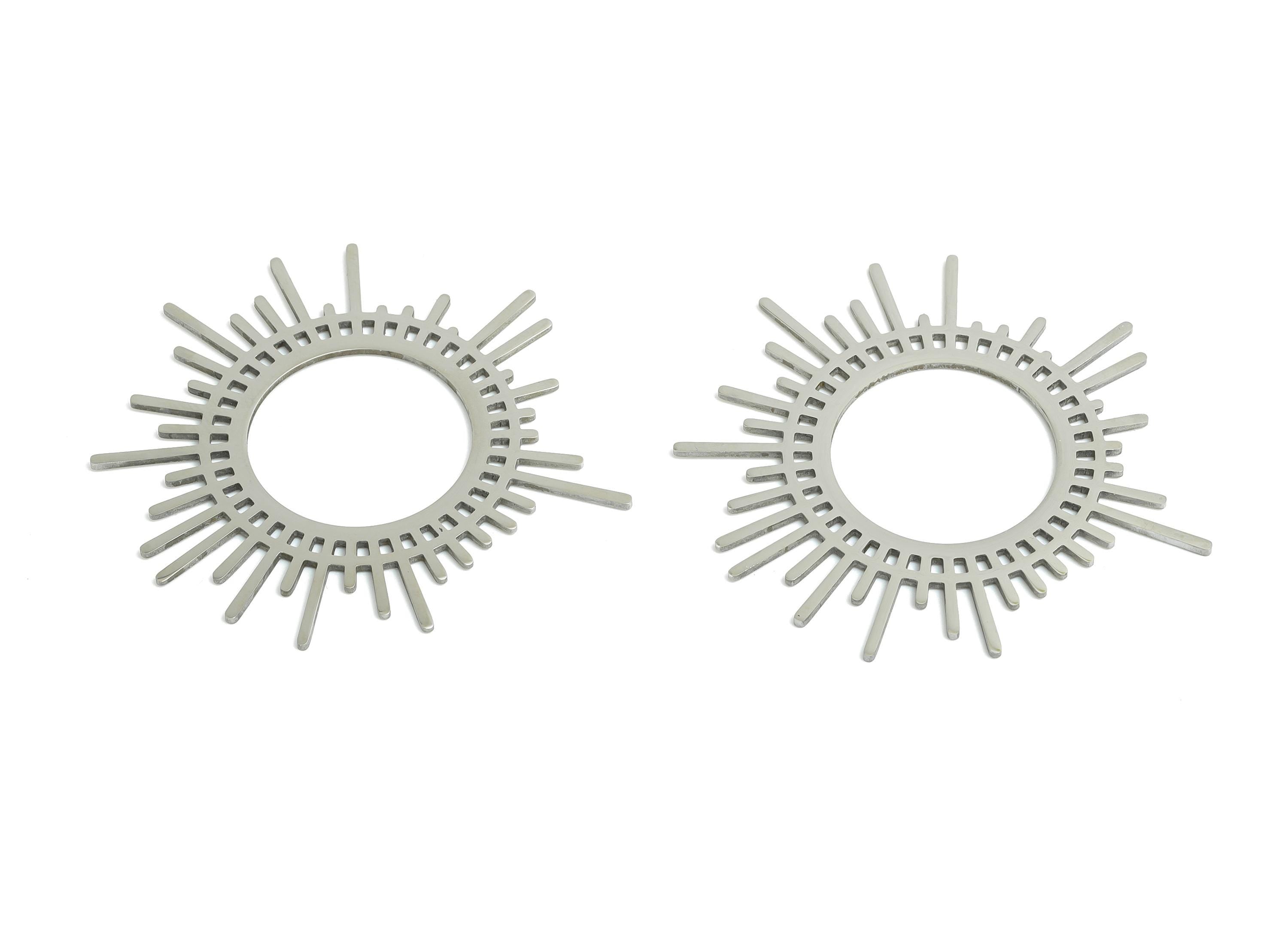 Steel Sunburst Pendant - Radiant Boho Sun Component - Artistic Flat Metal Jewelry Supplies - DIY Craft Making - 44.7x41.24x0.98mm - SS2342 - DOMEDBAZAAR