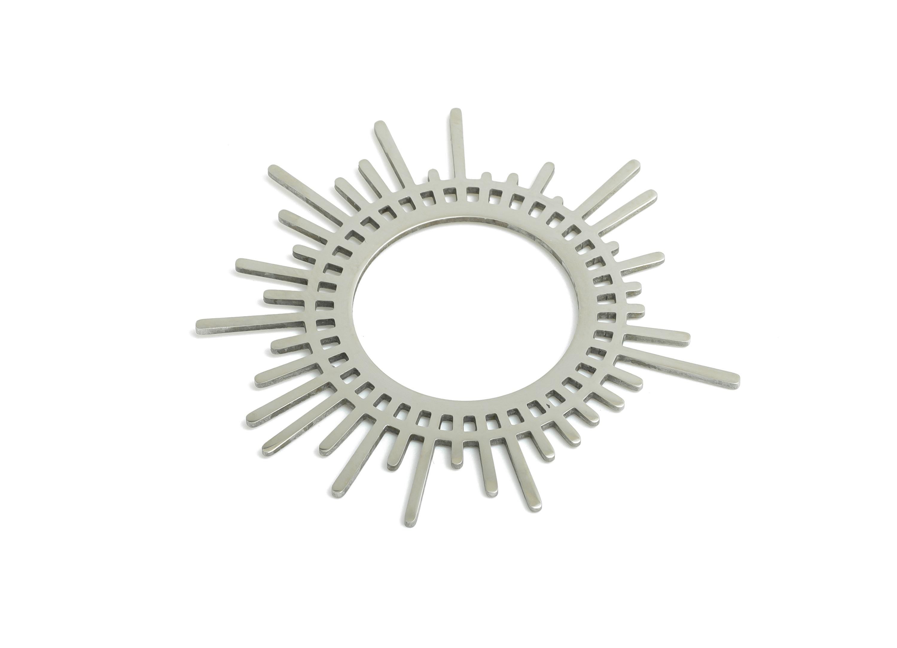 Steel Sunburst Pendant - Radiant Boho Sun Component - Artistic Flat Metal Jewelry Supplies - DIY Craft Making - 44.7x41.24x0.98mm - SS2342 - DOMEDBAZAAR