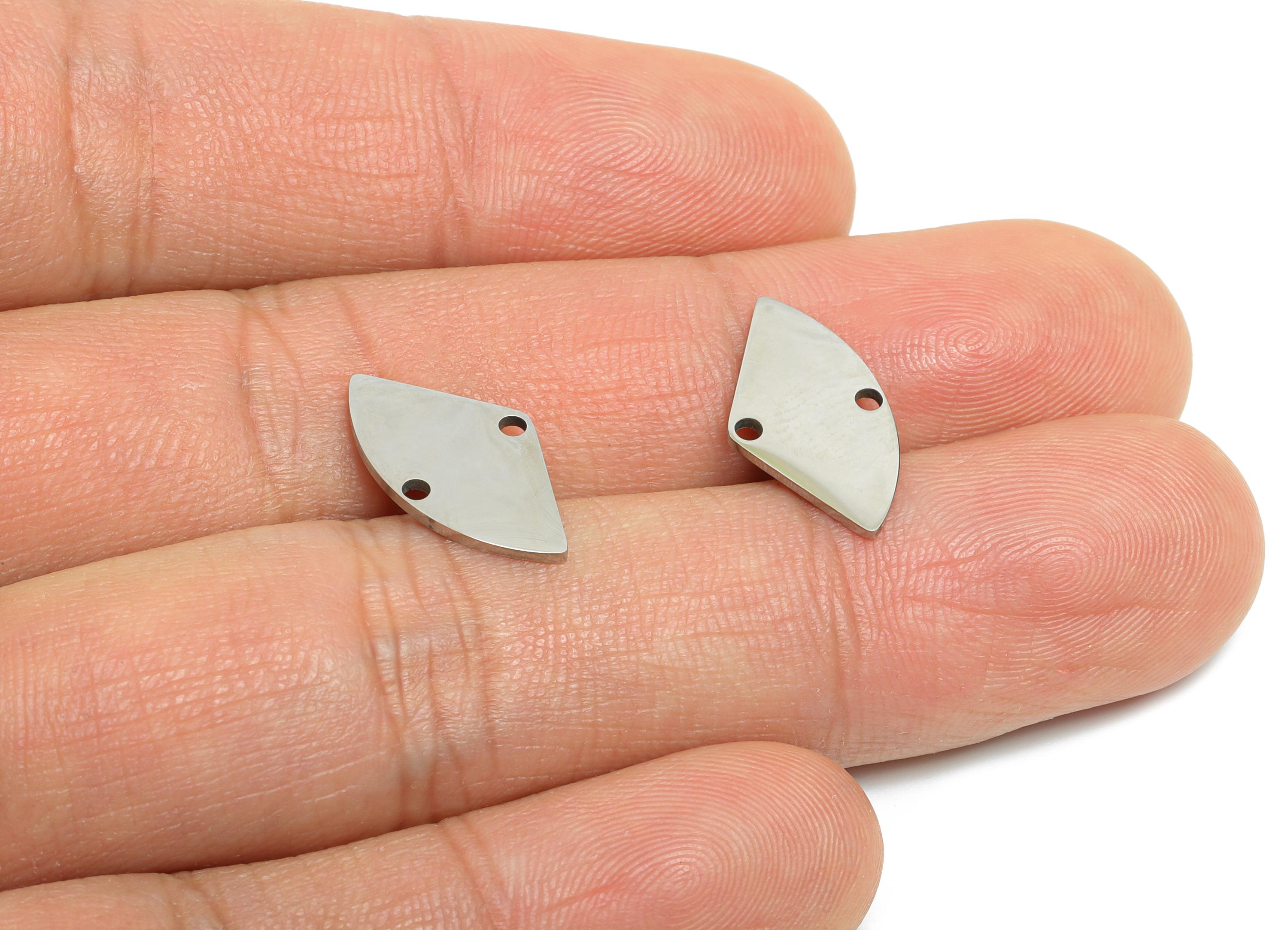 Quarter Circle Steel Connector - Minimalist Laser-Cut Fan Pendant for DIY Making - Trendy Jewelry Components - 17.12x9.47x0.98mm - SS2312 - DOMEDBAZAAR