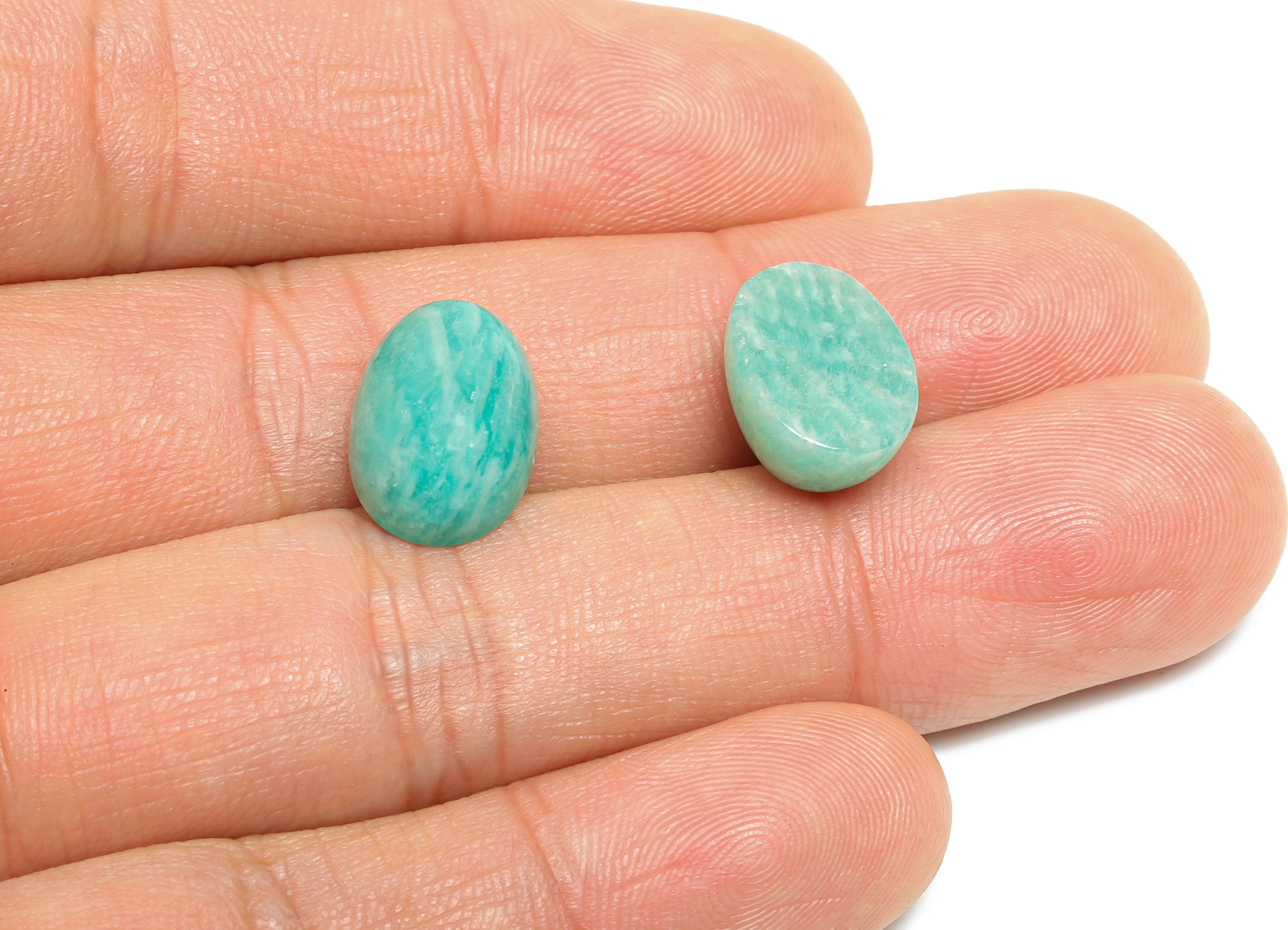 14x10mm Oval Amazonite Natural Stone - Cabochon Stone For Crafts - DIY Bezel Setting Stone Jewelry Supplies - Energy Healing Stone - NS2696 - DOMEDBAZAAR