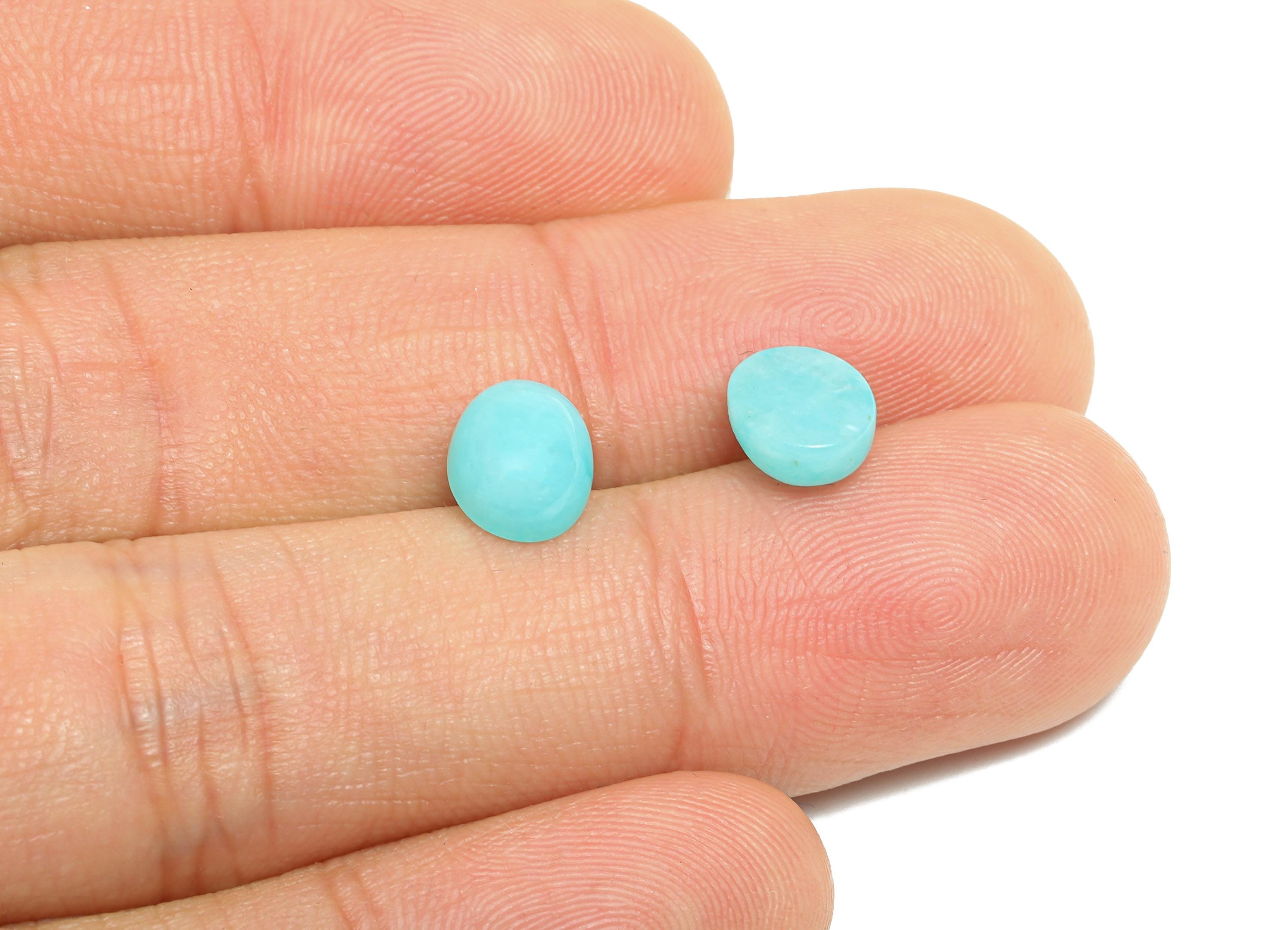 7*9mm Oval Amazonite Natural Stone - Oval Stone Cabochon For Crafts - DIY Bezel Setting Stone Jewelry Supplies - Energy Healing Stone-NS2731 - DOMEDBAZAAR