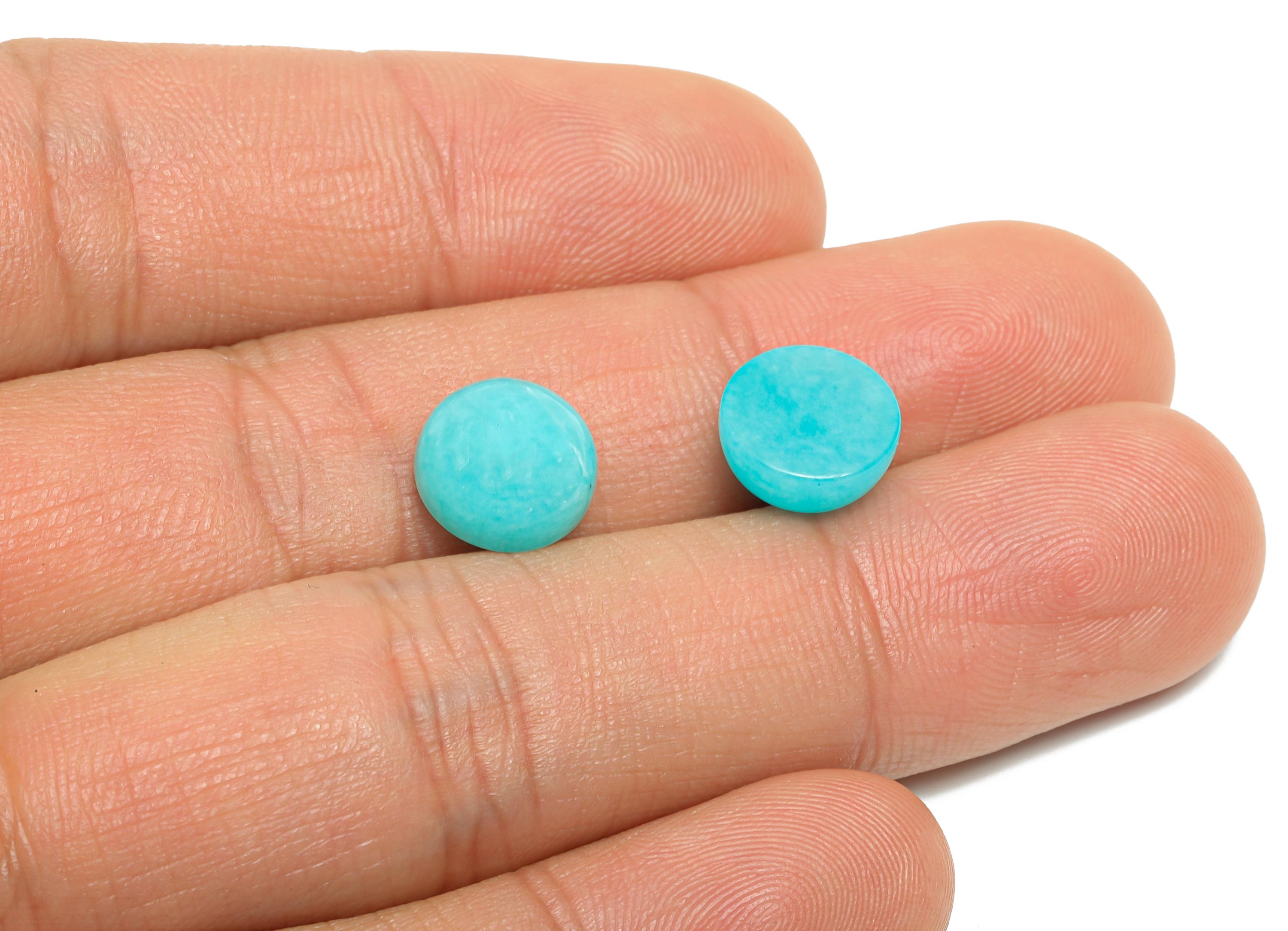 10mm Amazonite Natural Stone - Round Stone Cabochon For Crafts - DIY Bezel Setting Stone Jewelry Supplies - Energy Healing Stone - NS2728 - DOMEDBAZAAR