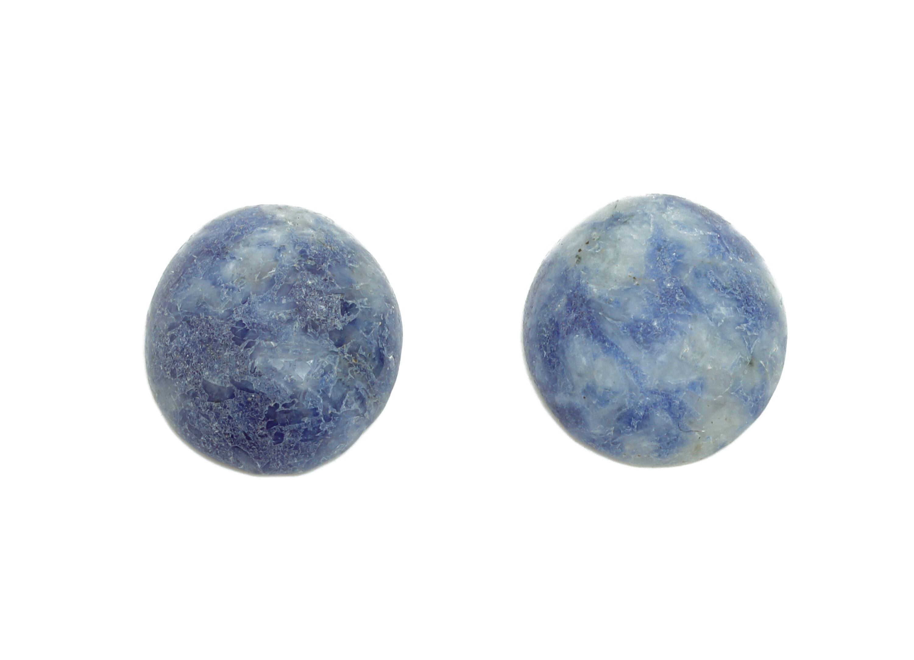 10*12mm Blue Dot Natural Cabochon - Oval Natural Stone for Crafts - DIY Bezel Setting Stone Jewelry Supplies - Energy Healing Stone - NS2916 - DOMEDBAZAAR
