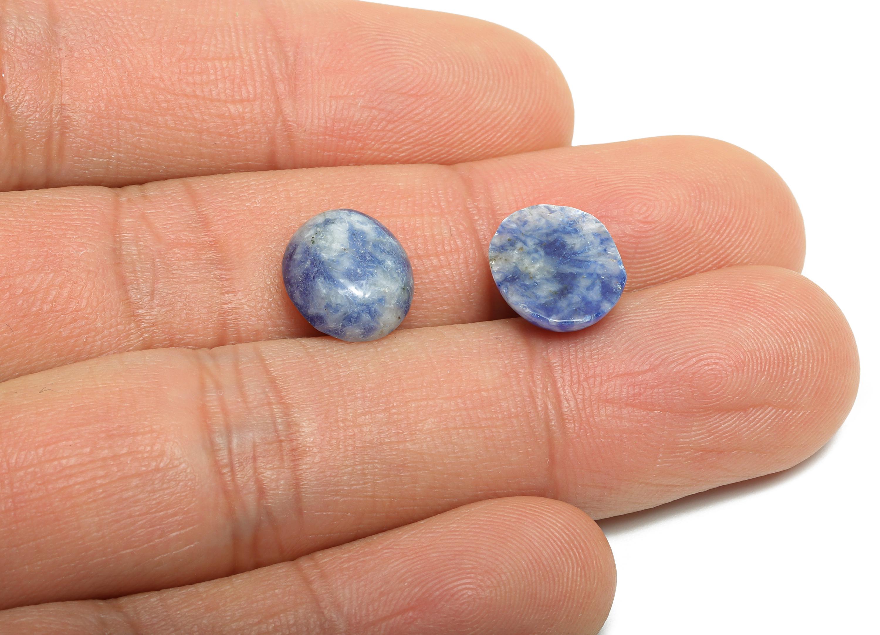 10*12mm Blue Dot Natural Cabochon - Oval Natural Stone for Crafts - DIY Bezel Setting Stone Jewelry Supplies - Energy Healing Stone - NS2916 - DOMEDBAZAAR