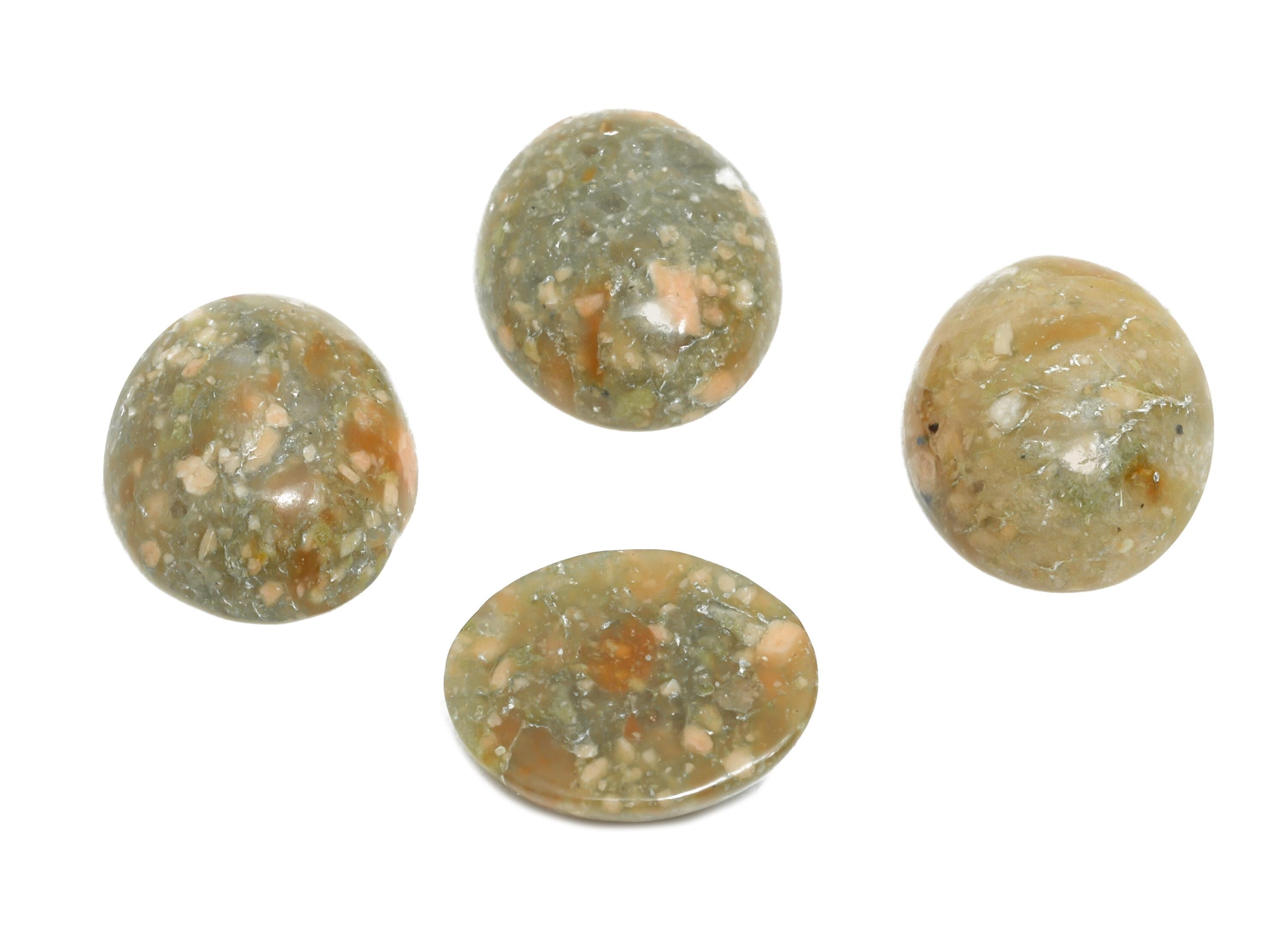 10*12mm Chinese Flower Green Natural Stone - Oval Cabochon for Crafts - DIY Bezel Setting Stone Jewelry Making - Energy Healing Stone-NS2924 - DOMEDBAZAAR