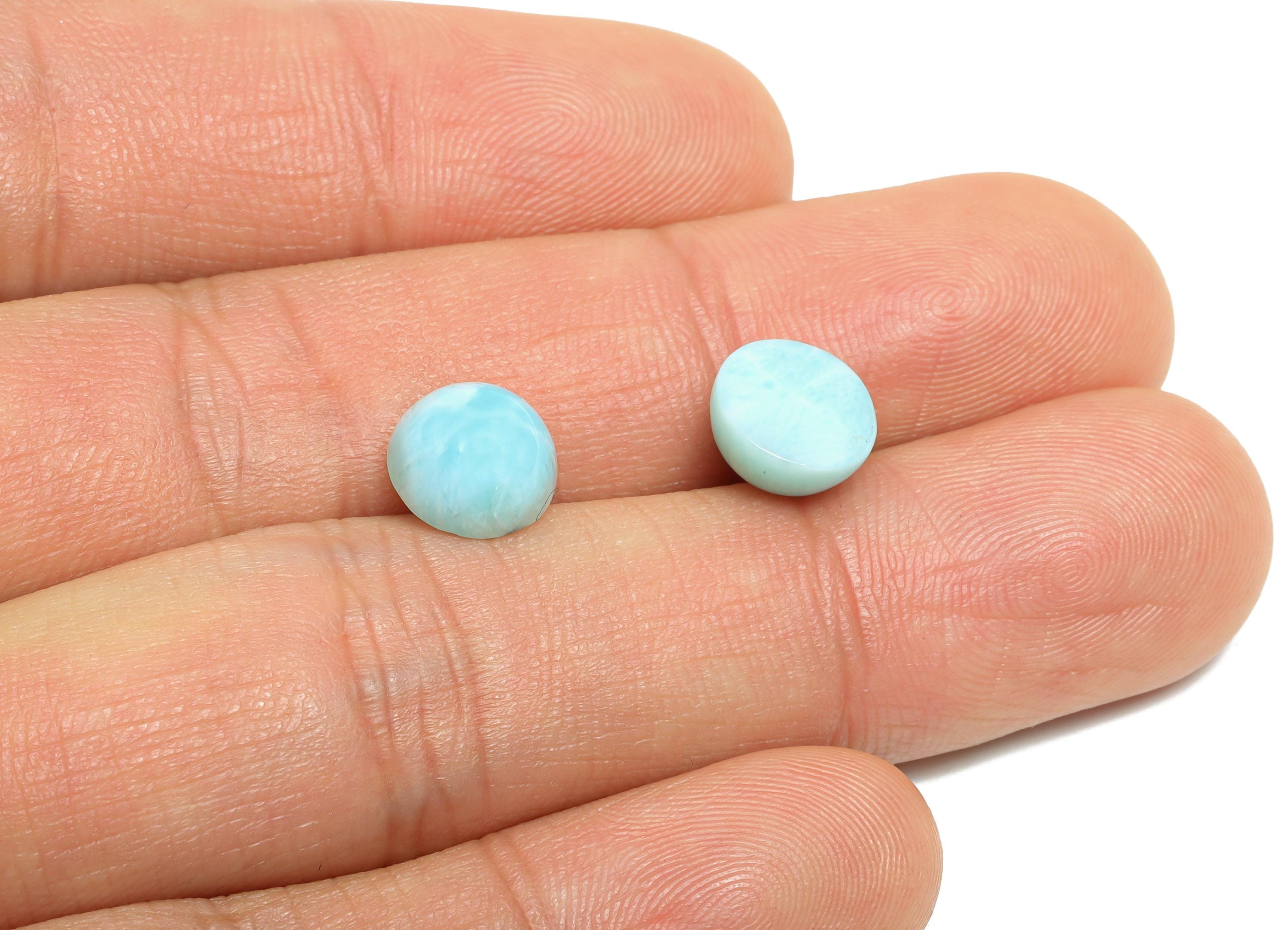 9mm Round Larimar Natural Stone - Blue Larimar Cabochon For Crafts - Larimar Stone For Bezel Setting - Larimar For Jewelry Making - NS2744 - DOMEDBAZAAR