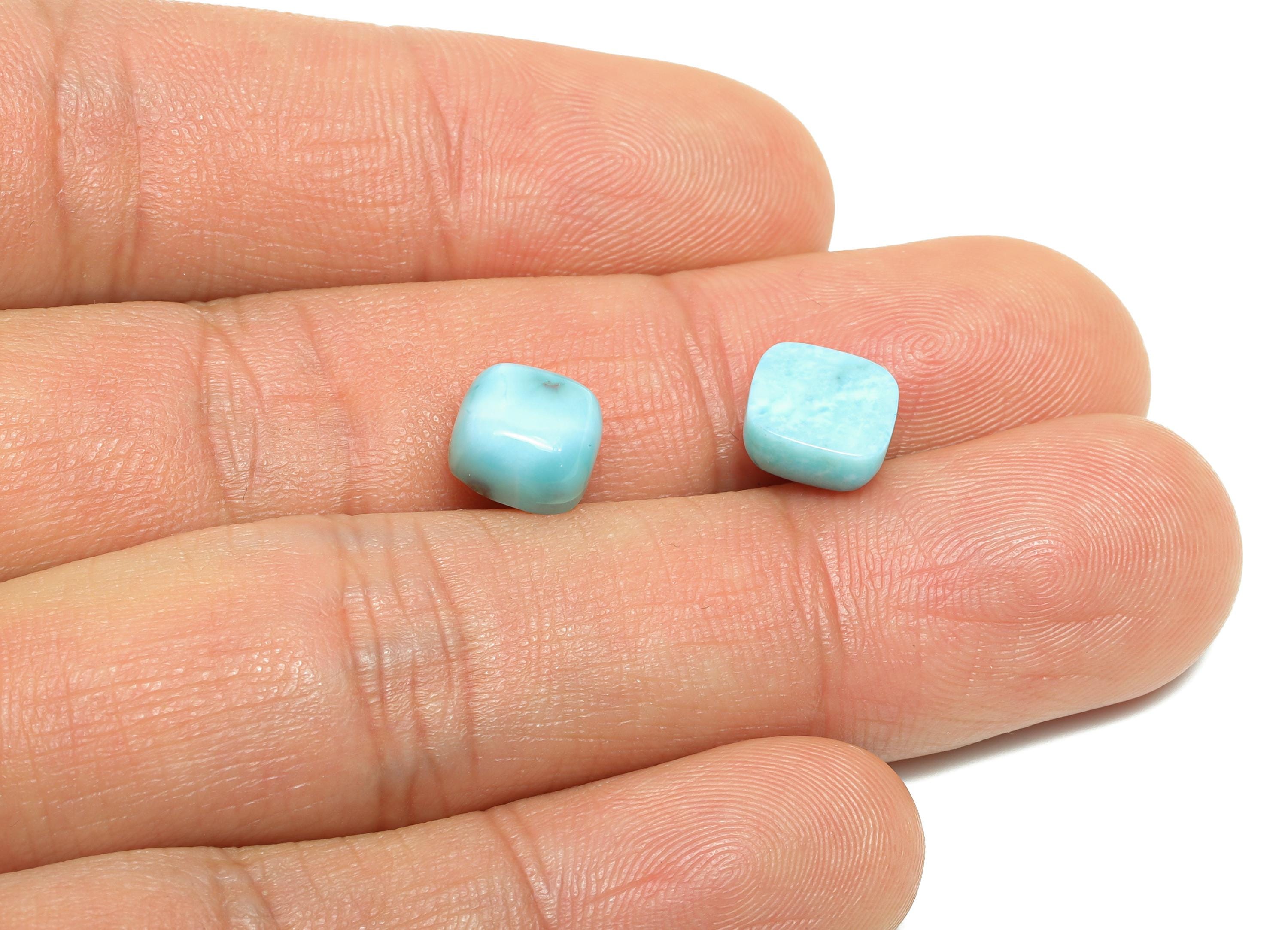 8mm Square Larimar Natural Stone - Blue Larimar Cabochon For Crafts - Larimar Stone For Bezel Setting - Larimar For Jewelry Making - NS2746 - DOMEDBAZAAR
