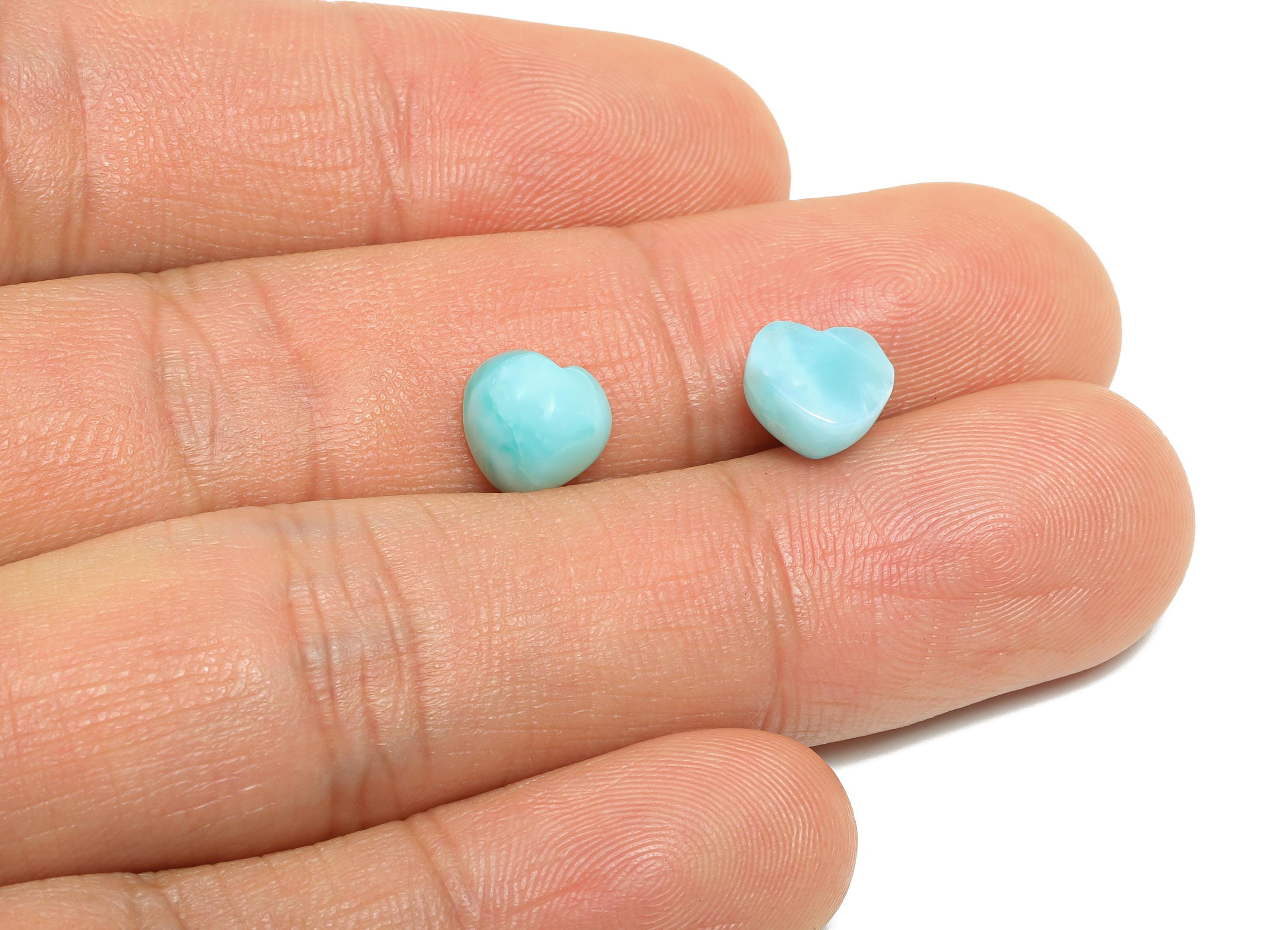 8mm Heart Larimar Natural Stone - Blue Larimar Cabochon For Crafts - Larimar Stone For Bezel Setting - Larimar For Jewelry Making - NS2747 - DOMEDBAZAAR
