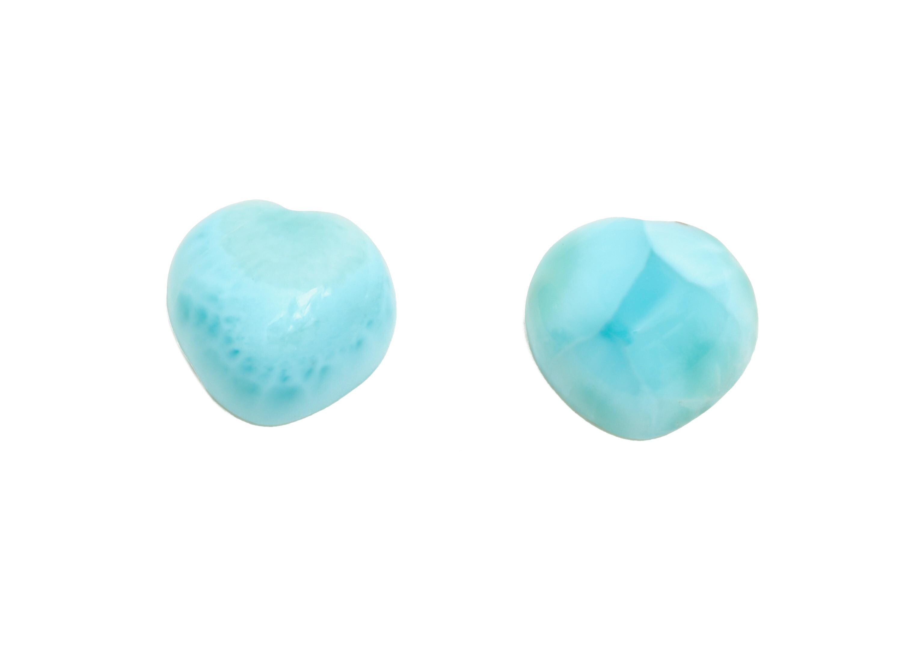 9mm Heart Larimar Natural Stone - Blue Larimar Cabochon For Crafts - Larimar Stone For Bezel Setting - Larimar For Jewelry Making - NS2748 - DOMEDBAZAAR