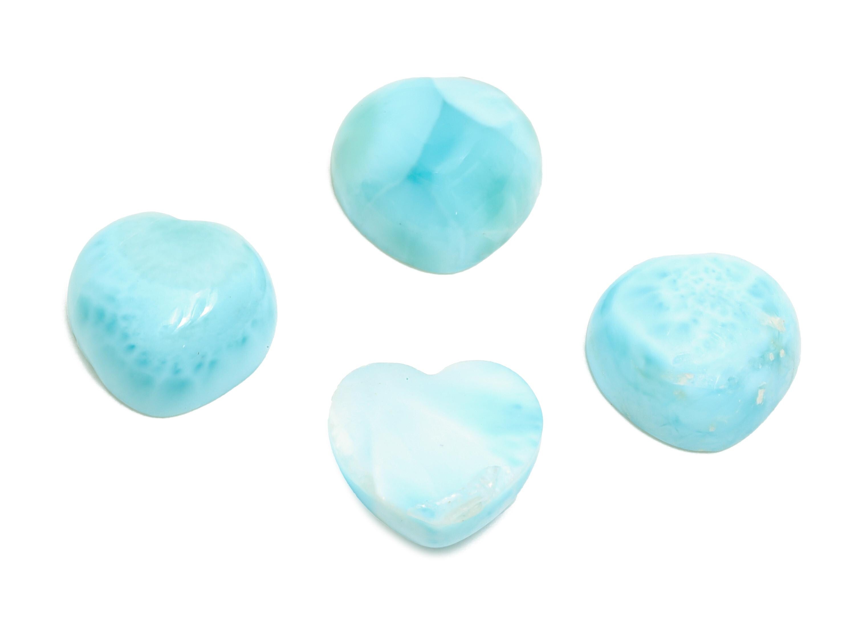 9mm Heart Larimar Natural Stone - Blue Larimar Cabochon For Crafts - Larimar Stone For Bezel Setting - Larimar For Jewelry Making - NS2748 - DOMEDBAZAAR