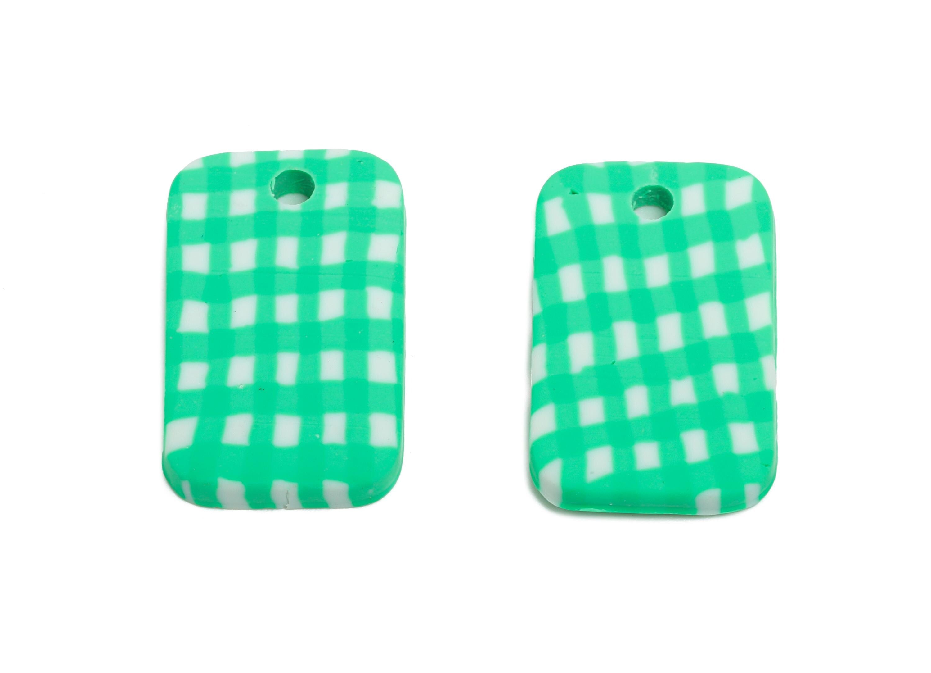 Polymer Clay Rectangle Charm - Checkered Pattern Charms - Modern Geometric Charm for Earring - Jewelry Component - 20.5x13x2.96mm - PC2349