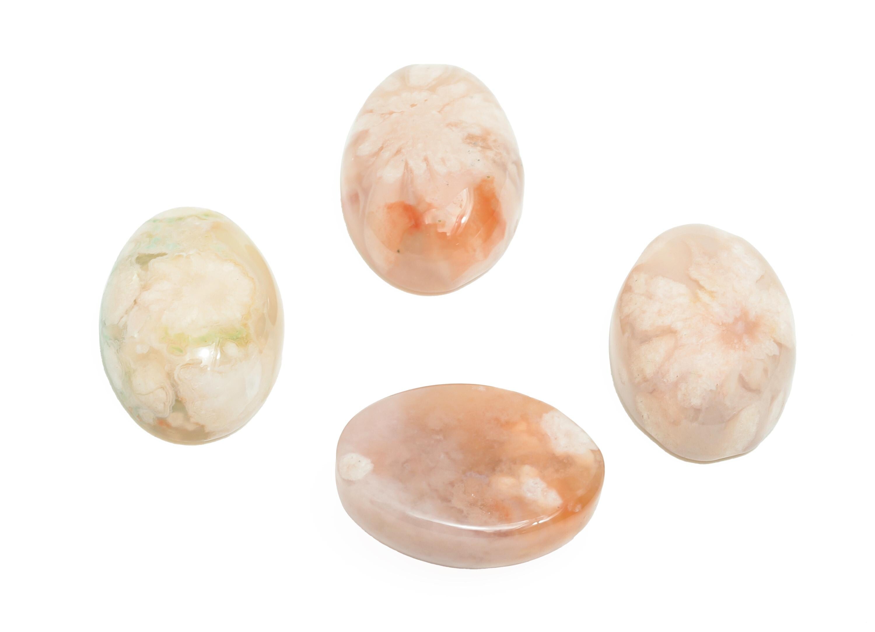 12.8*17.7mm Cabochon Oval Sakura Agate - Flower Agate Stone  For Crafts - Smooth Flower Agate Cabochon Setting For Jewelry Making - NS2757 - DOMEDBAZAAR