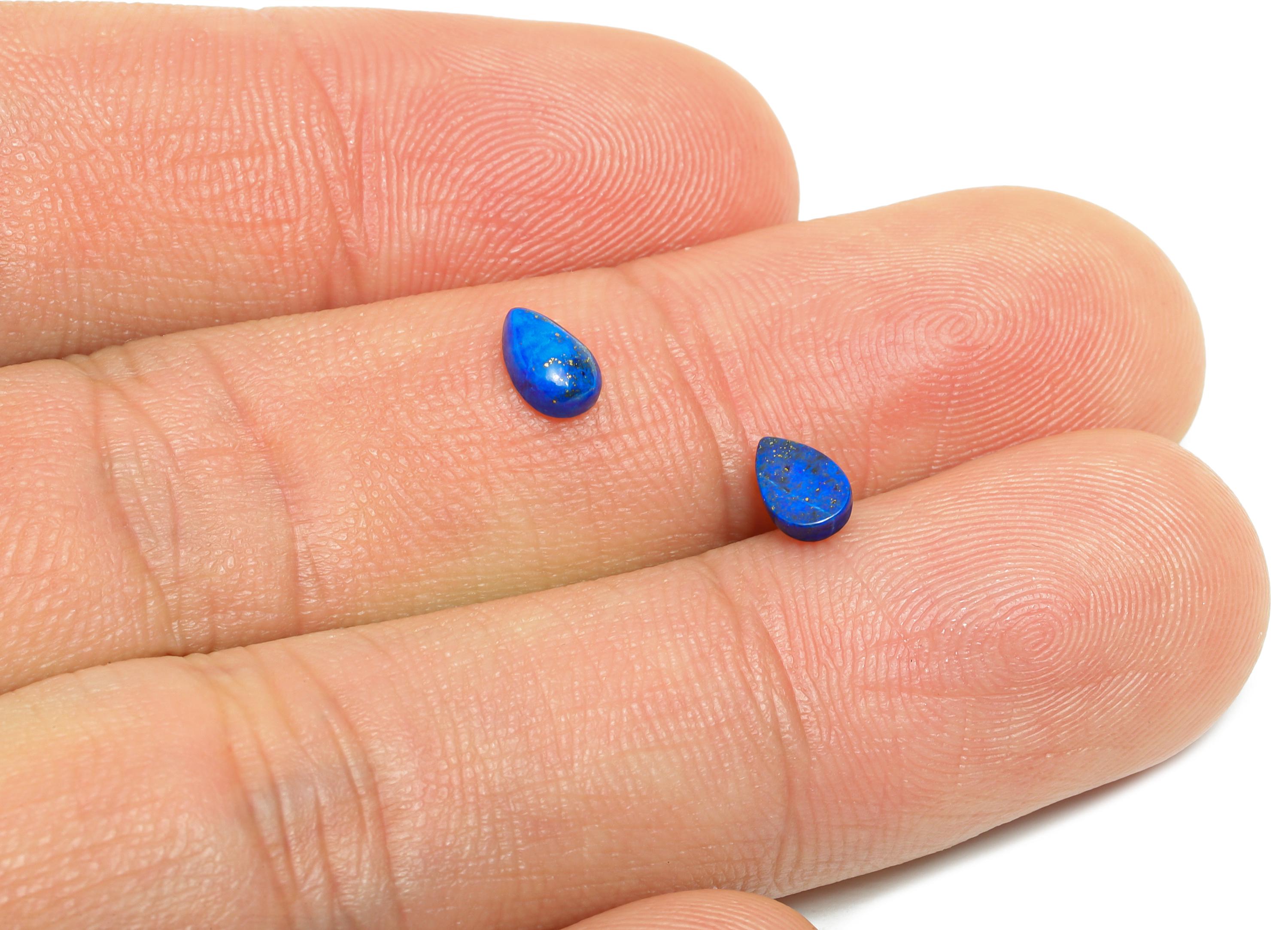 4*6mm Cabochon Teardrop Deep Blue Lapis Stone - High-Quality Lapis Lazuli For Jewelry - Polished Healing Stone For Jewelry Setting - NS2722 - DOMEDBAZAAR
