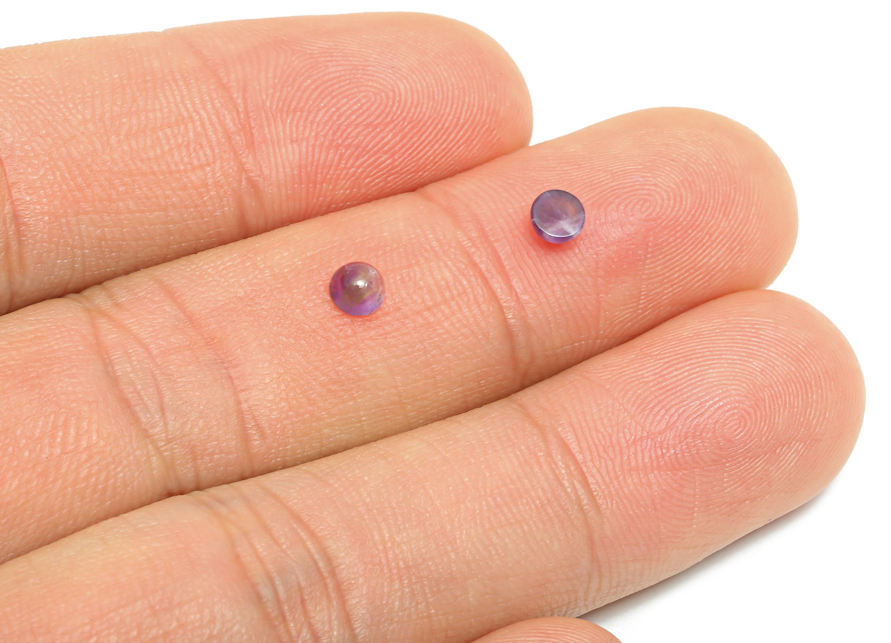 4mm Amethyst Cabochon - Round Bezel Setting Stone for Pendant Jewelry - Polished Amethyst Cabochon for Ring - Healing Stone Gemstone -NS2935 - DOMEDBAZAAR