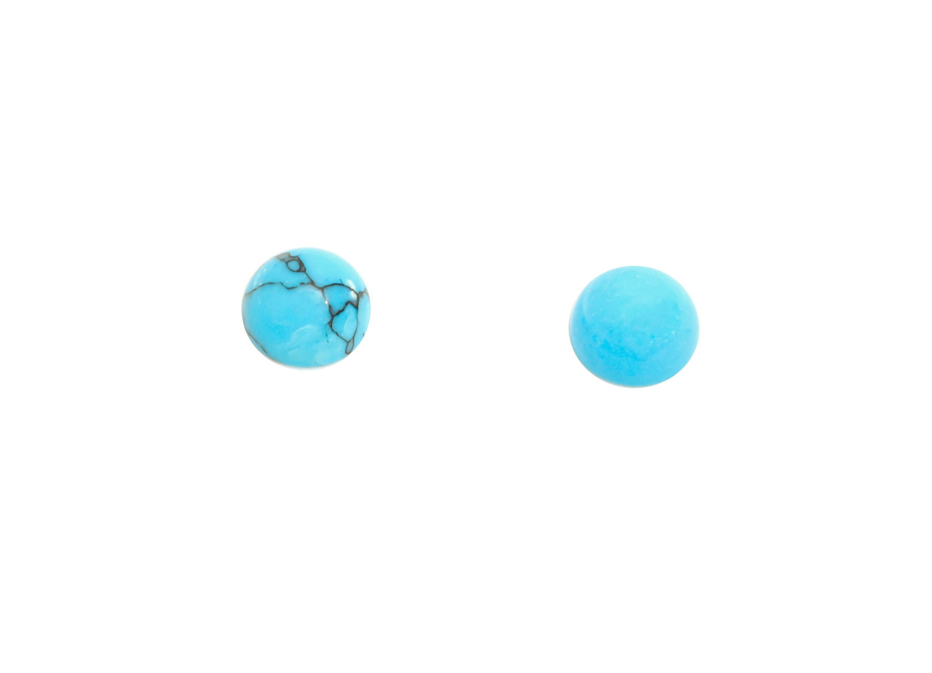 4mm Round Black Line Turquoise Cabochon - Natural Stone for Ring Setting - High-Quality Cabochon for Bezel Setting - Craft Making - NS2943 - DOMEDBAZAAR