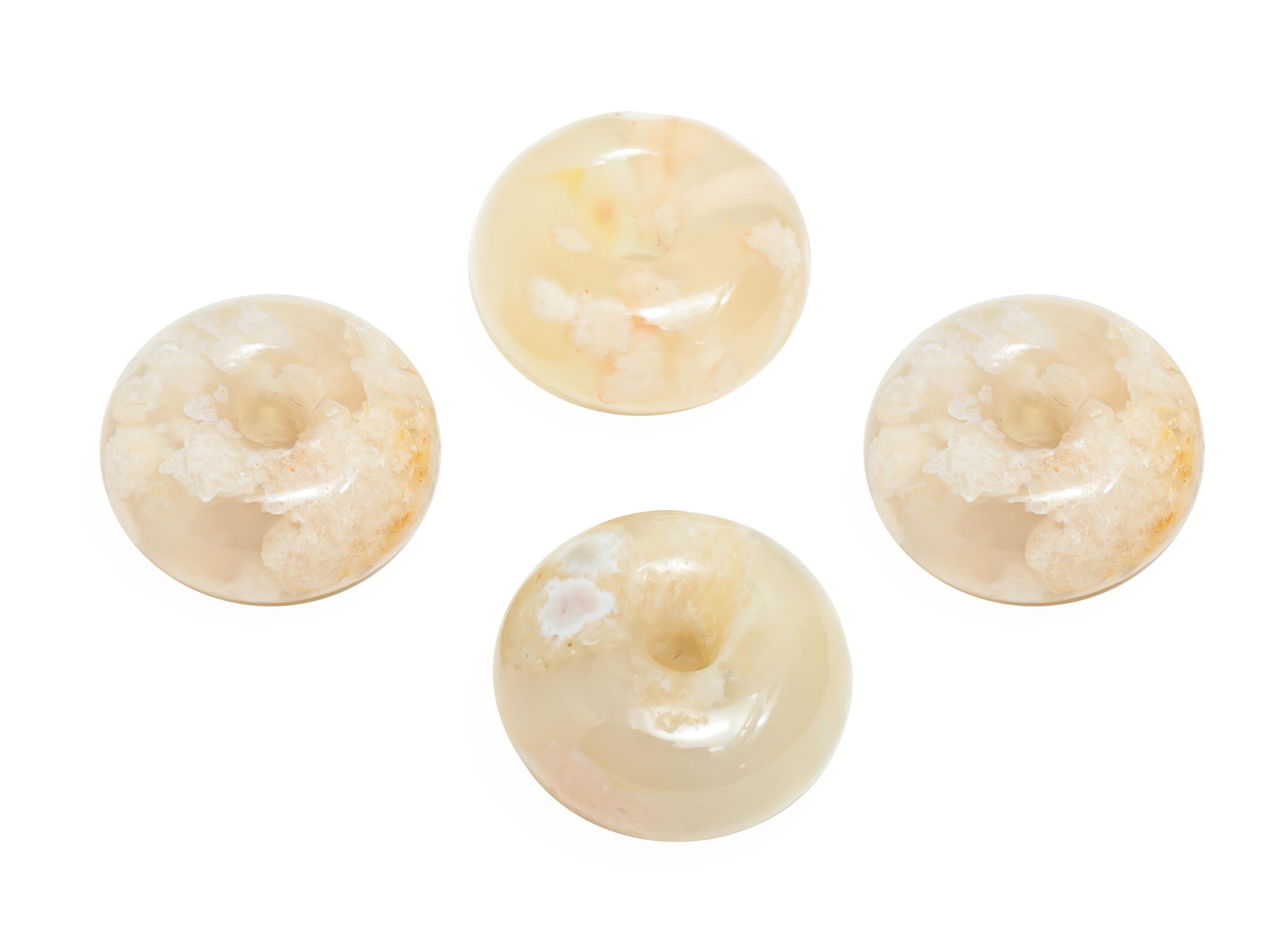 20mm Sakura Agate Bead - Flower Agate Donut For Jewelry - High-Quality Flower Agate Jewelry - Unique Pink Agate Donut Pendant - NS2756 - DOMEDBAZAAR