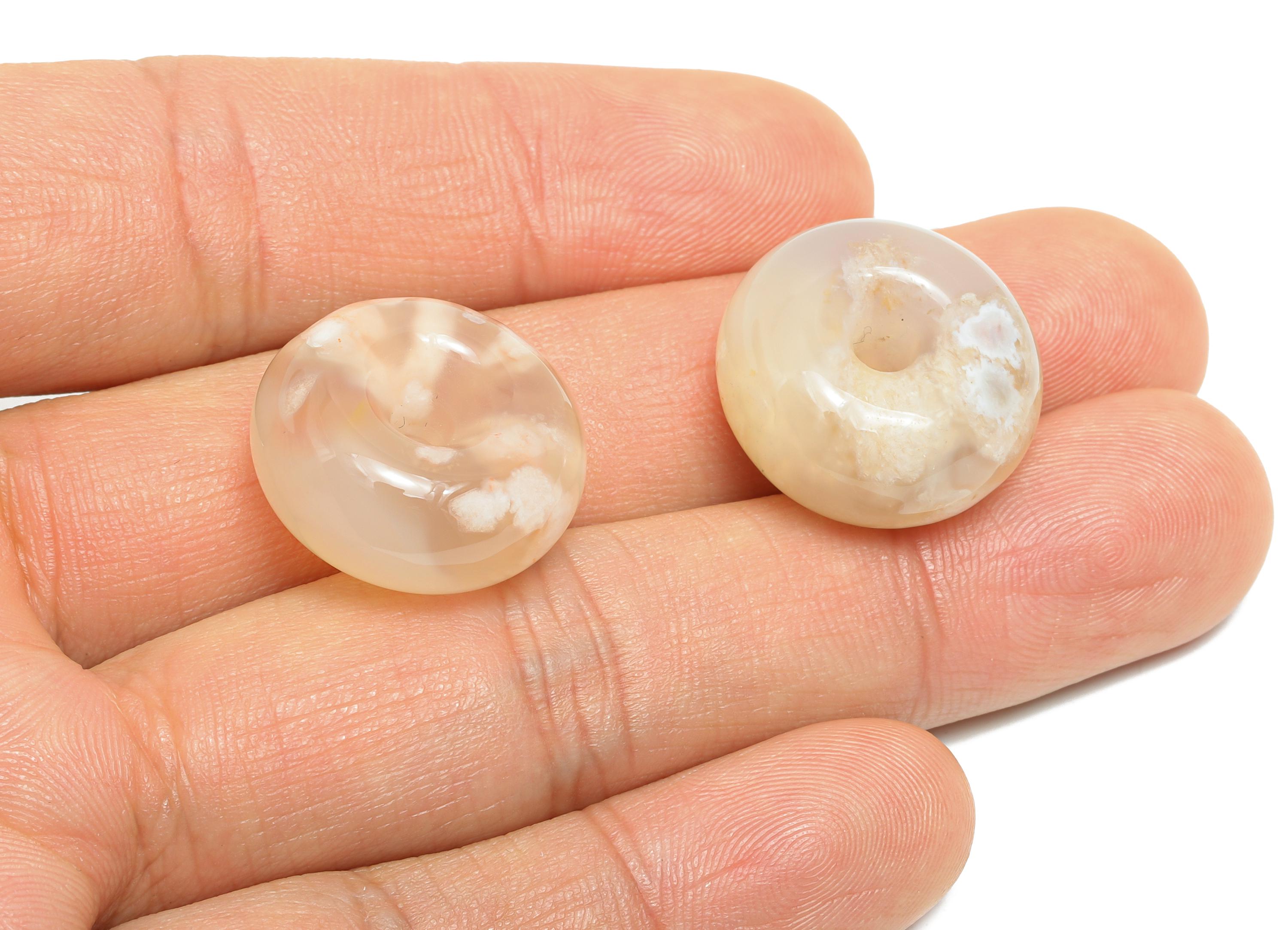 20mm Sakura Agate Bead - Flower Agate Donut For Jewelry - High-Quality Flower Agate Jewelry - Unique Pink Agate Donut Pendant - NS2756 - DOMEDBAZAAR