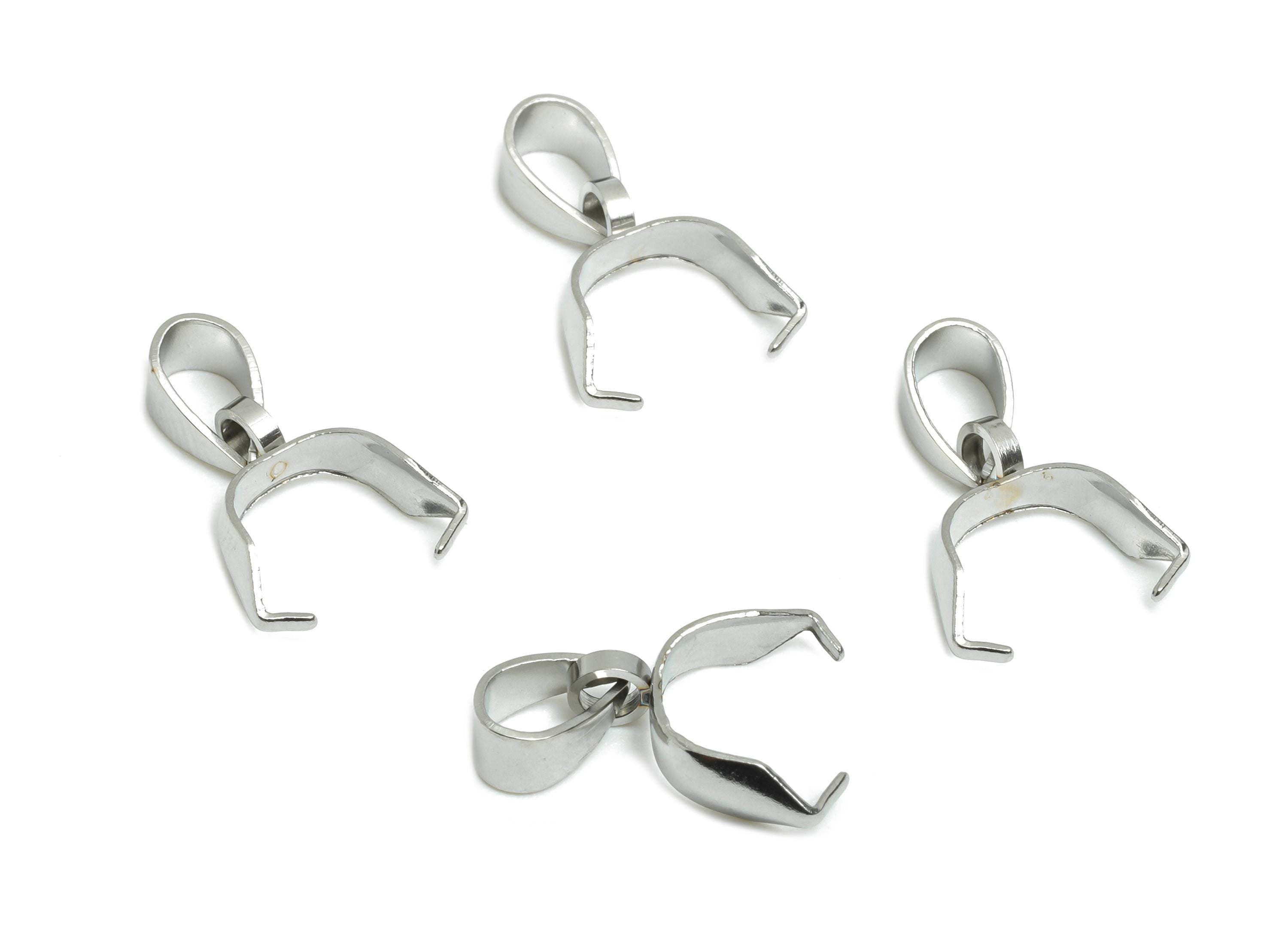 Steel Necklace Connection Buckle - Universal Necklace Buckle - Silver Steel Buckle Clasp - Melon Seed for Necklace - 17x10.25x3.7mm - SS2257 - DOMEDBAZAAR