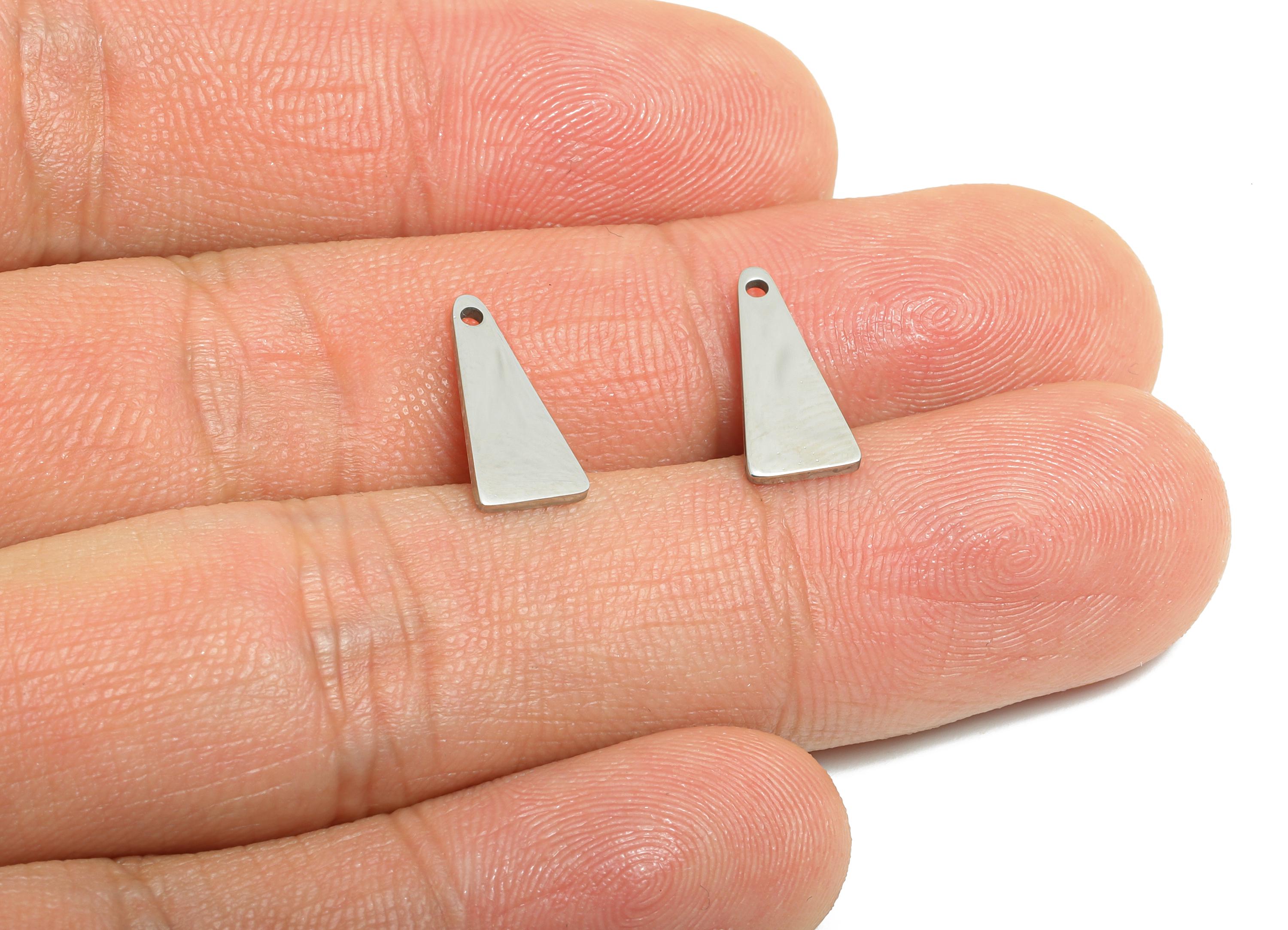 Steel Triangle Charms - Laser Cut Geometric Jewelry - Flat Metal Jewelry Component - DIY Craft Making Supplies - 13.88x6x0.98mm - SS2330 - DOMEDBAZAAR