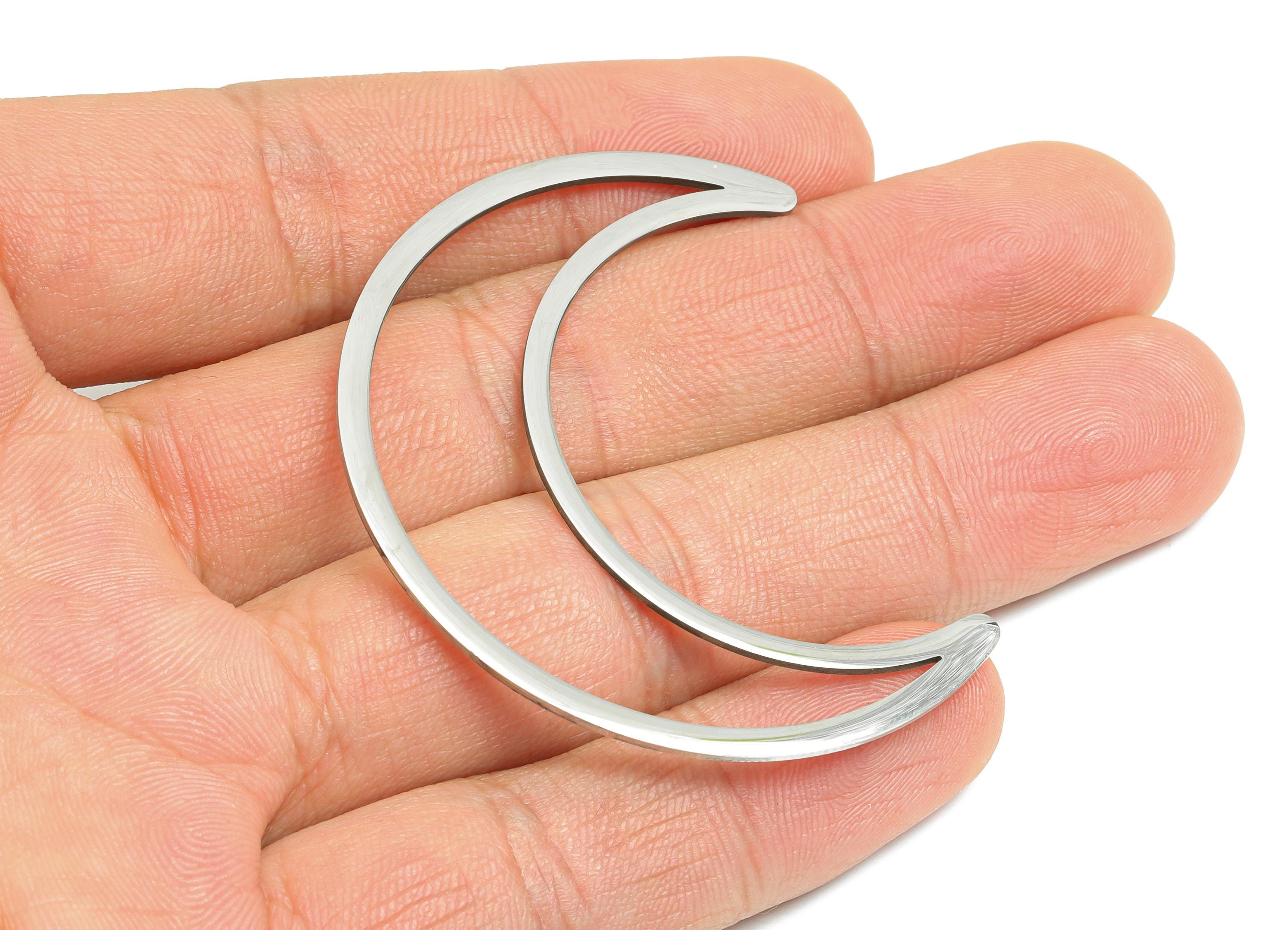 Steel Crescent Moon Charm - DIY Celestial Necklace Supplies - Minimalist Moon Jewelry - Spiritual Moon Accessories - 50x41x0.98mm - SS2275 - DOMEDBAZAAR