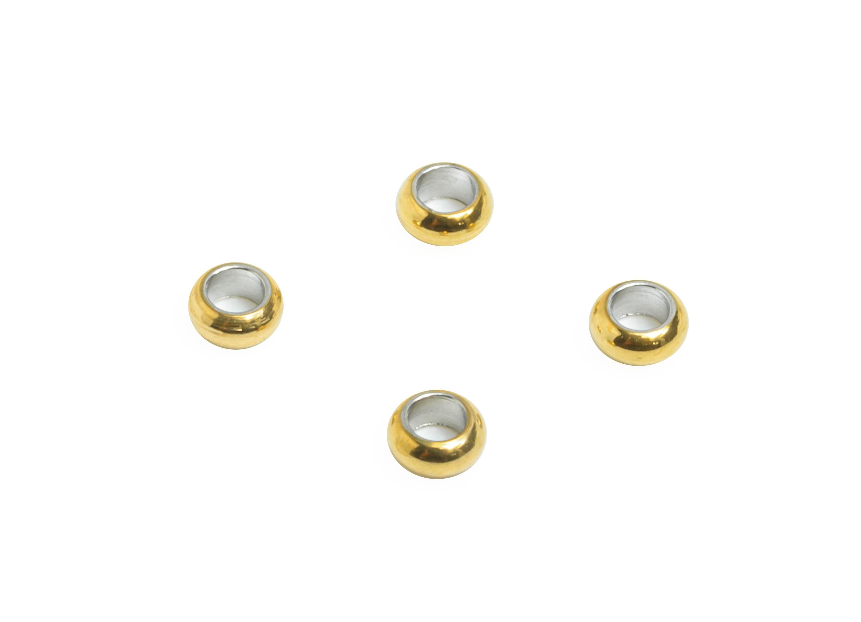 1.4mm Stainless Steel Crimp End Beads - Steel Tiny Spacer Beads - Bracelet Necklace End Beads - 18k Vacuum Plating -  2x2x1mm-SS2213 - DOMEDBAZAAR
