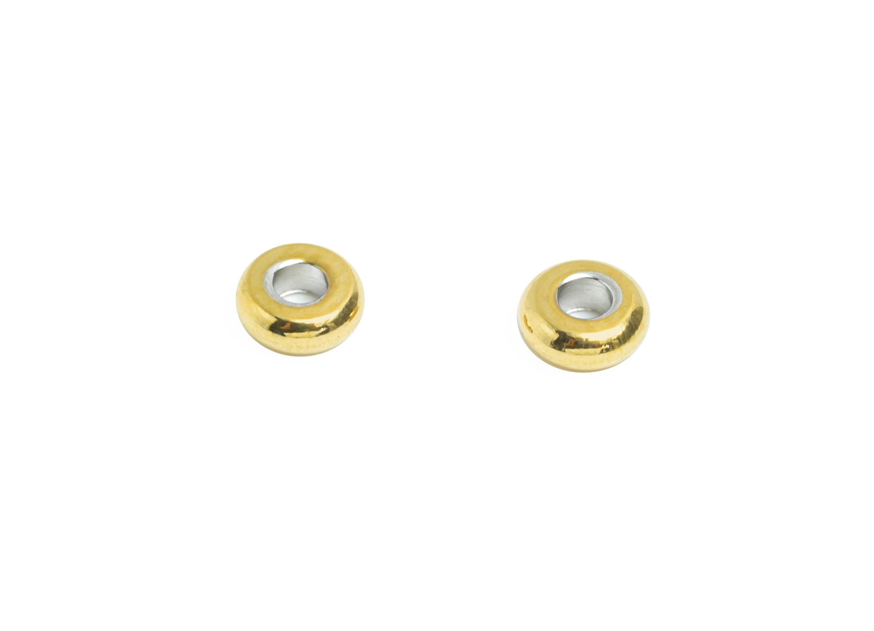 4mm Steel Rondella Spacer Bead - Metal Bead for Beading & Crafting - Jewelry Accessories for Necklace - 18K Vacuum Plated - 4x4x1.5mm-SS2215
